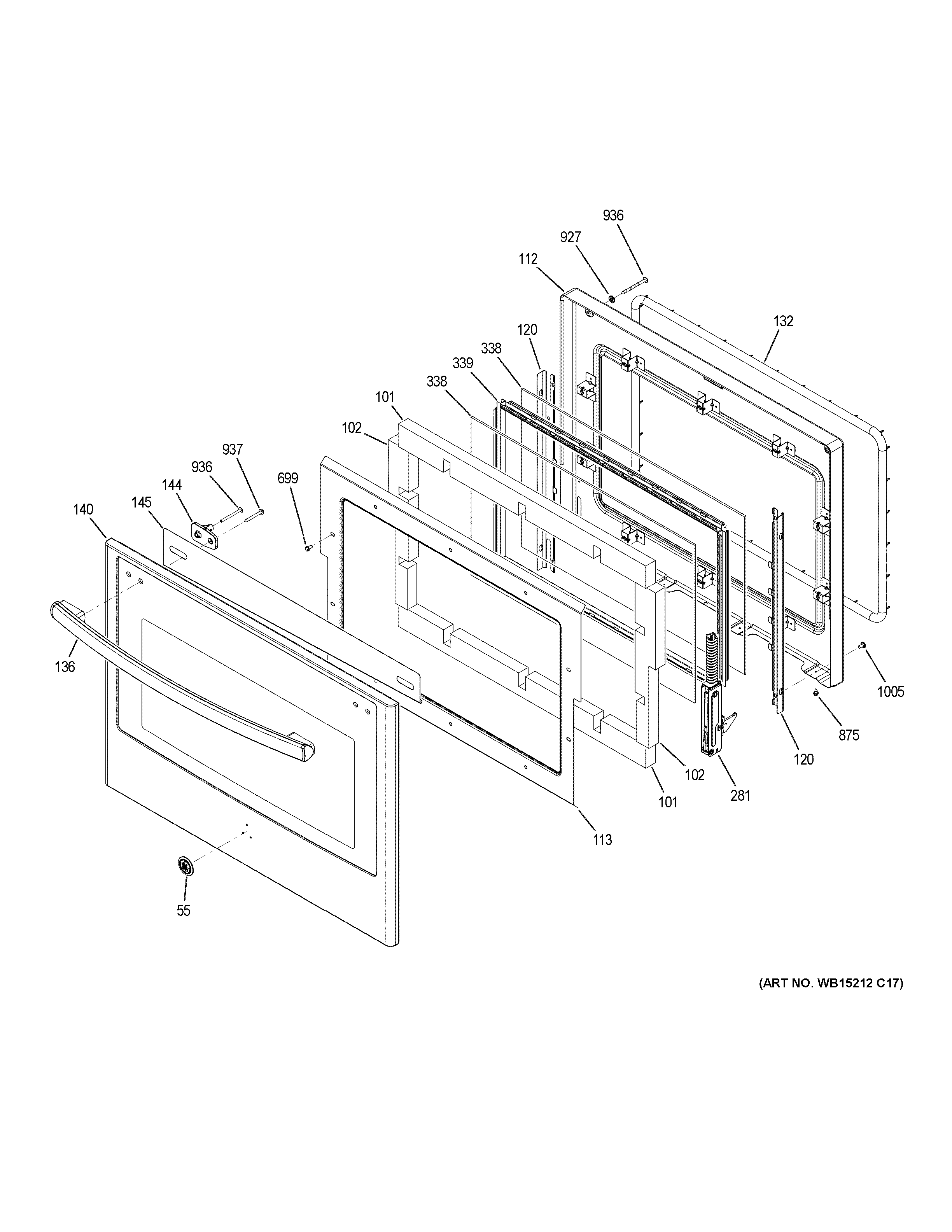 GE PT9550SF6SS upper door diagram