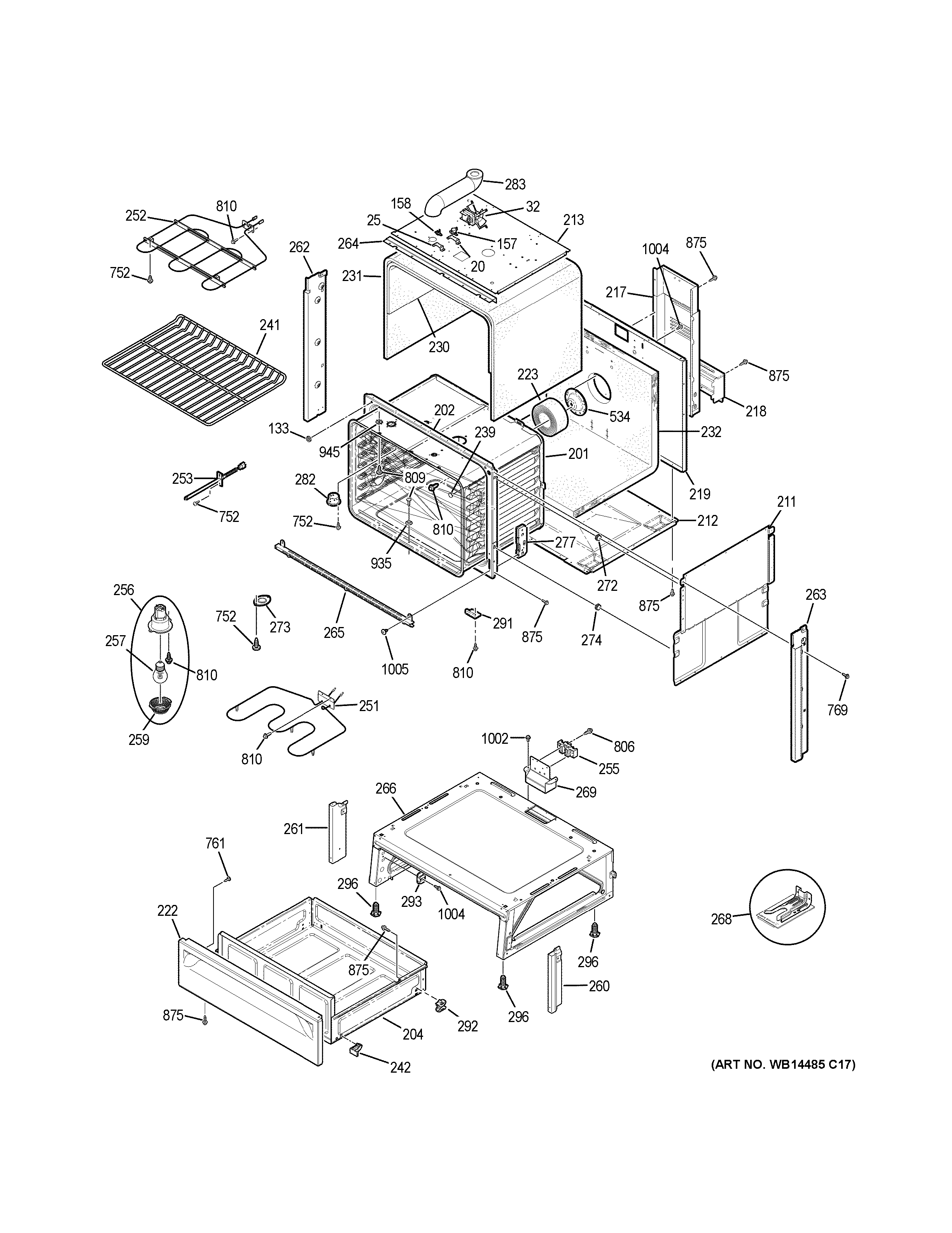 GE JS250RF2SS body parts diagram