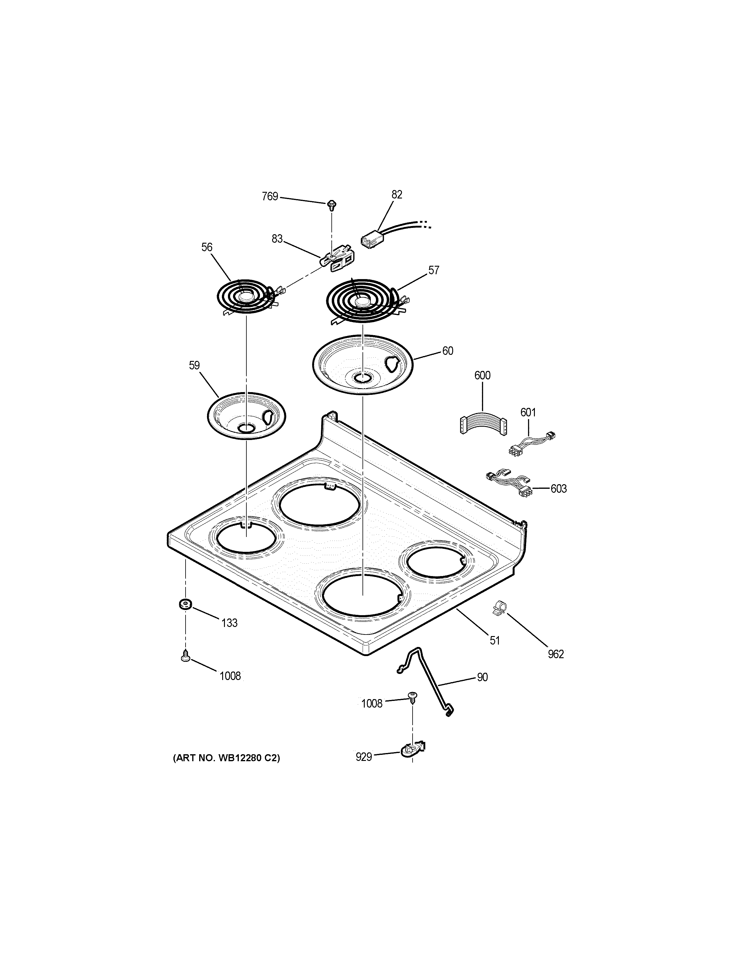 GE JB250DF6BB cooktop diagram