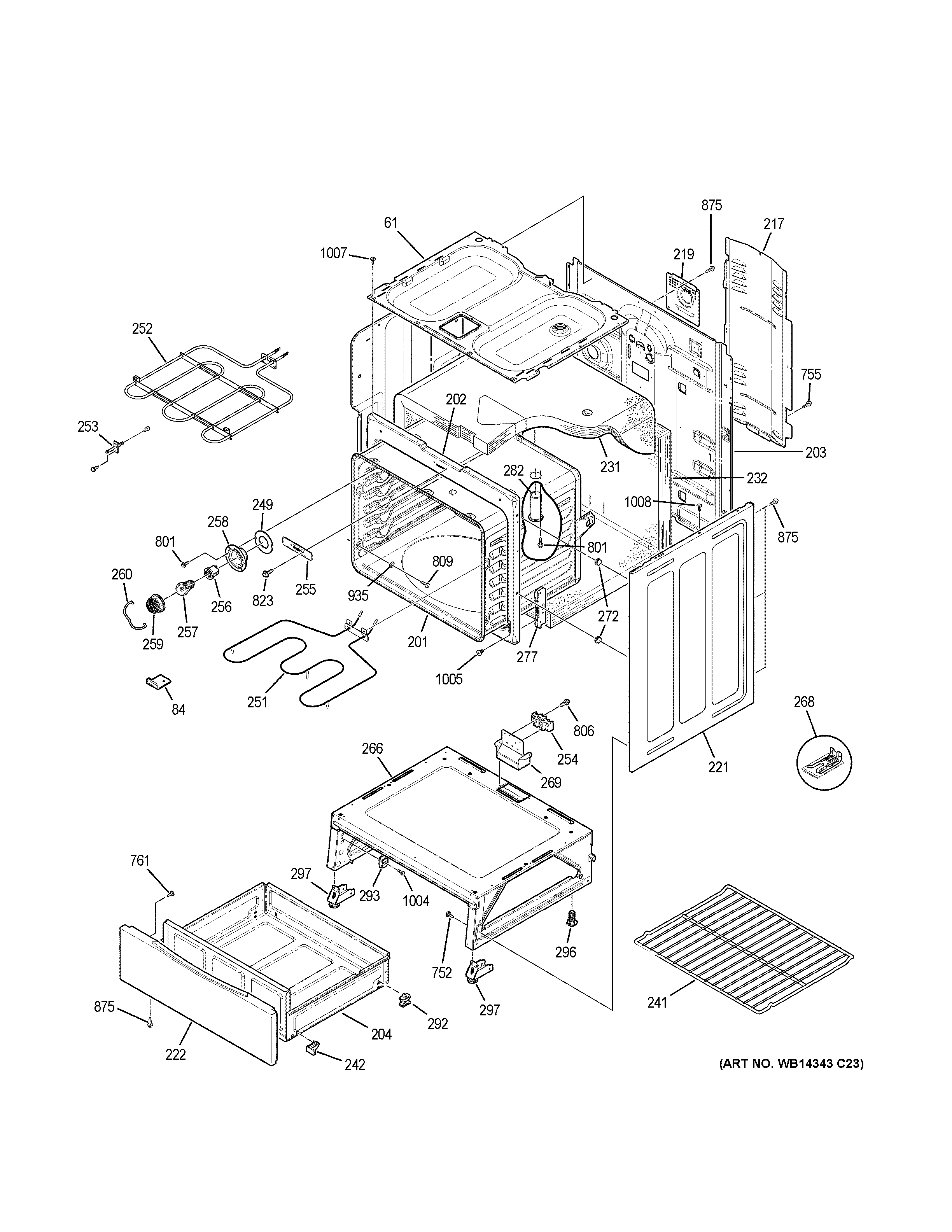 GE JB250GF6SA body parts diagram