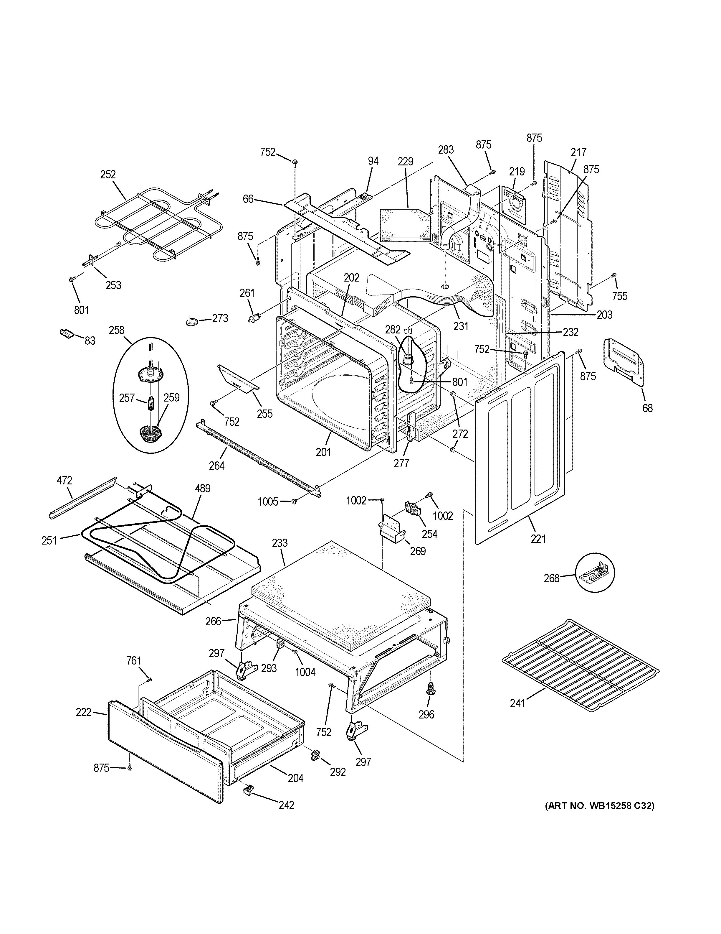 GE JB700EJ3ES body parts diagram