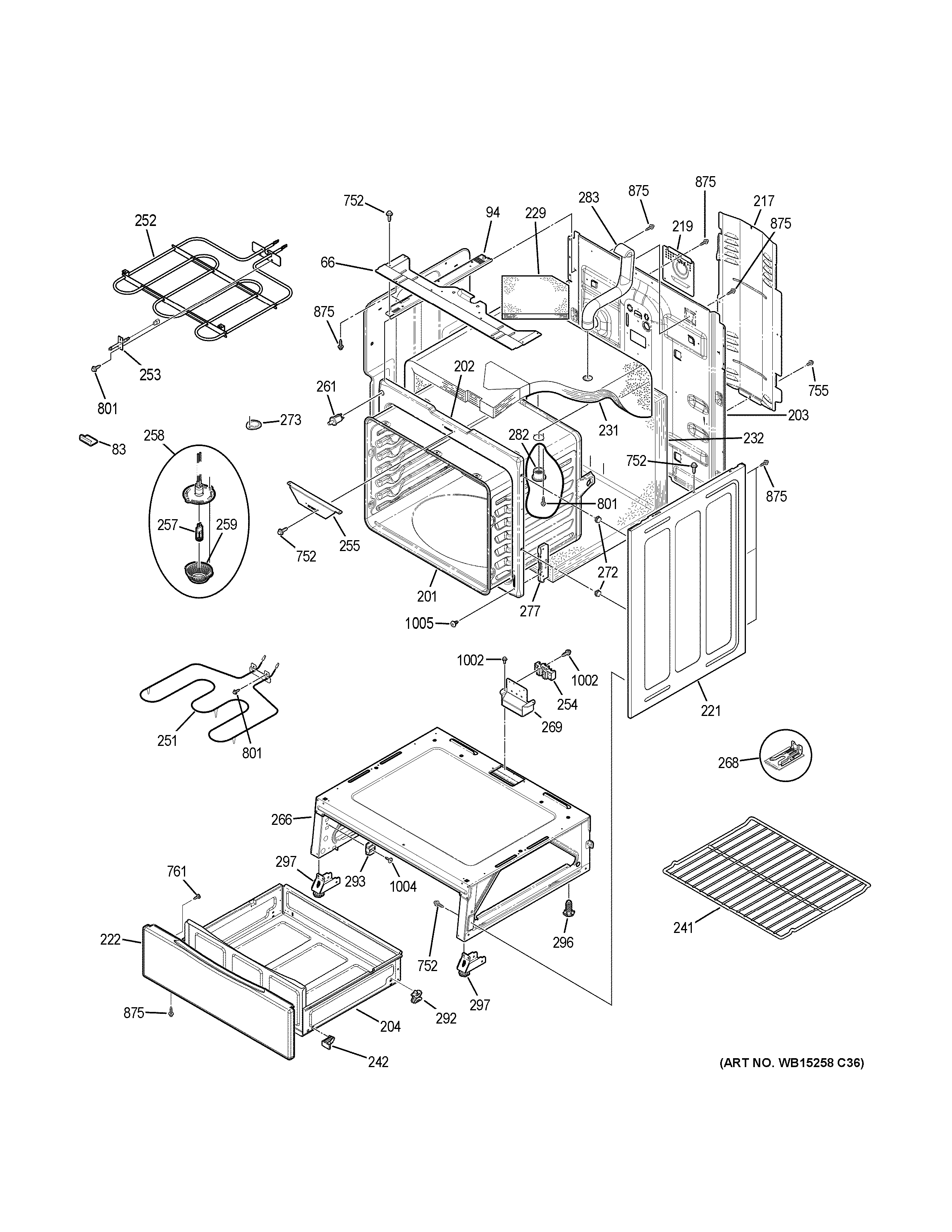 GE JB655EK2ES body parts diagram