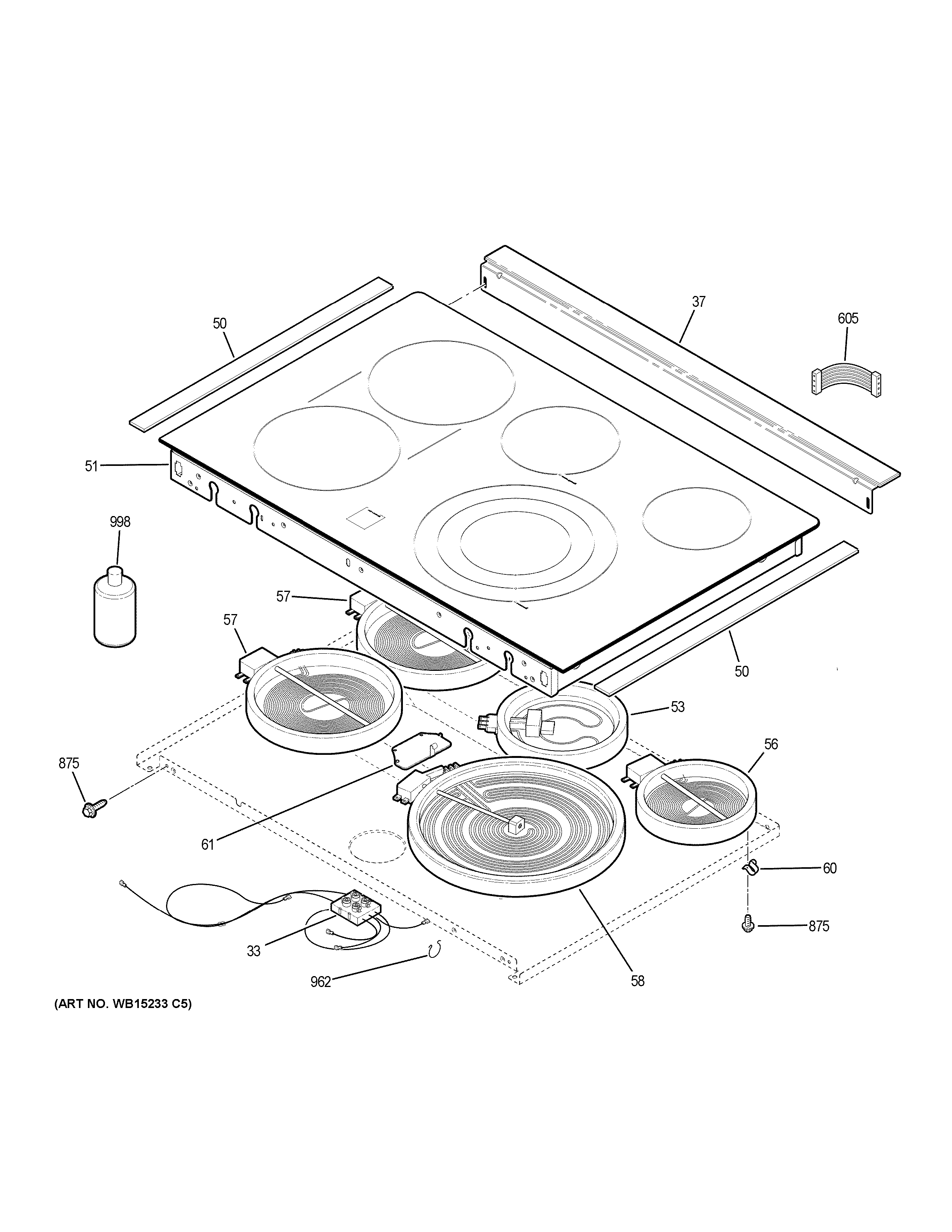 GE JS750DF4WW cooktop diagram