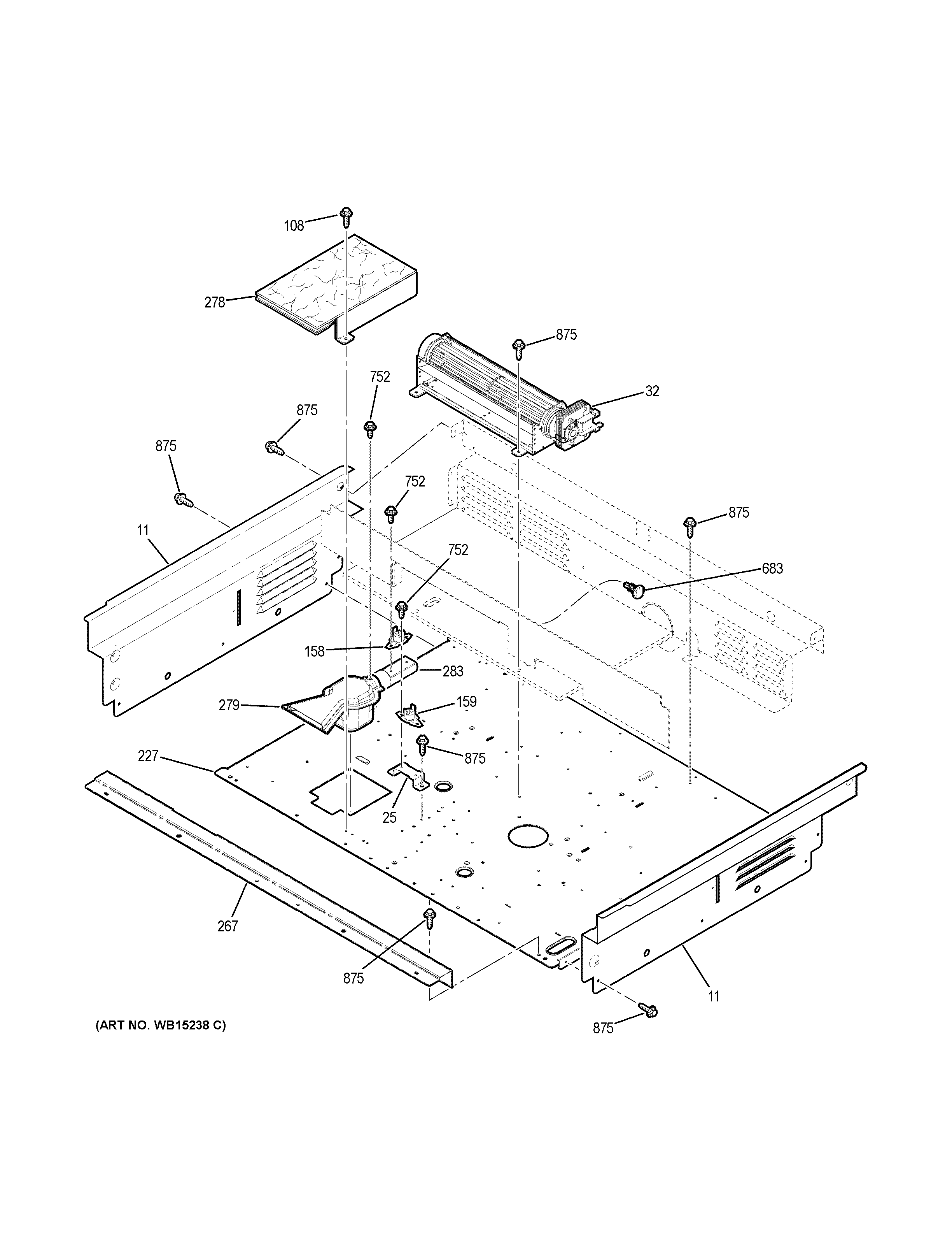 GE JS750DF4WW cooling fan diagram