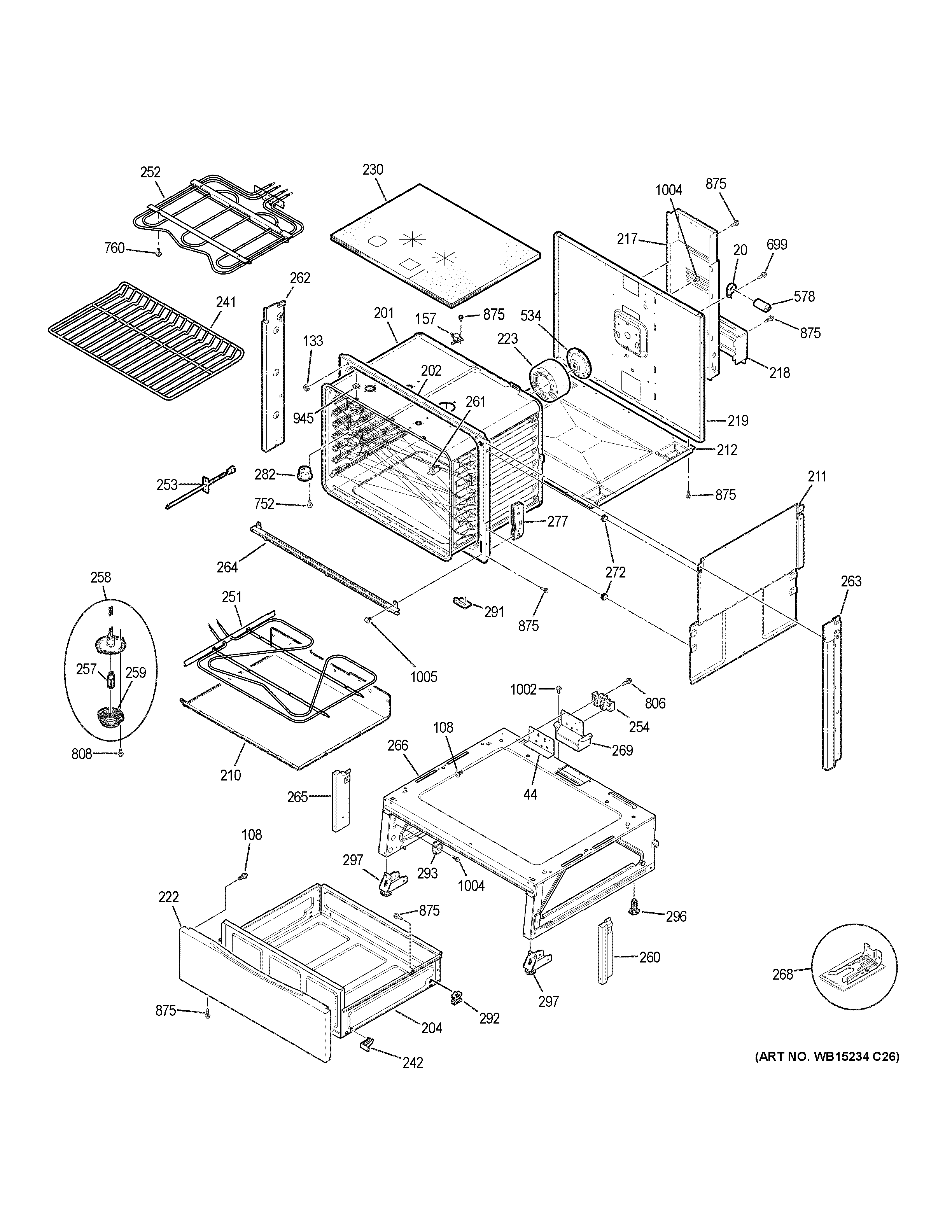 GE JS750DF4WW body parts diagram