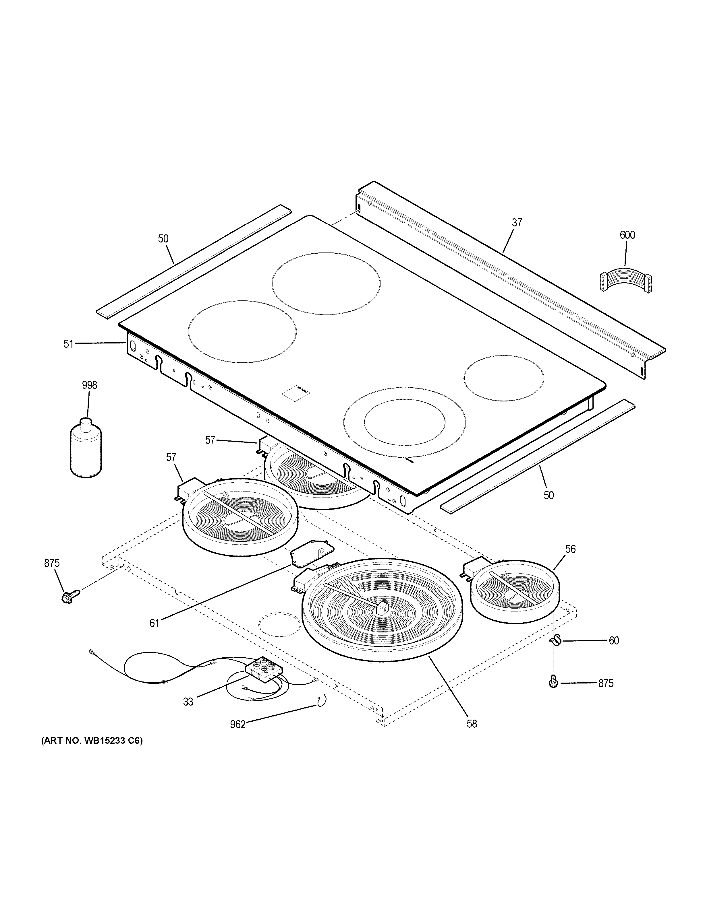 GE JS630DF5CC cooktop diagram
