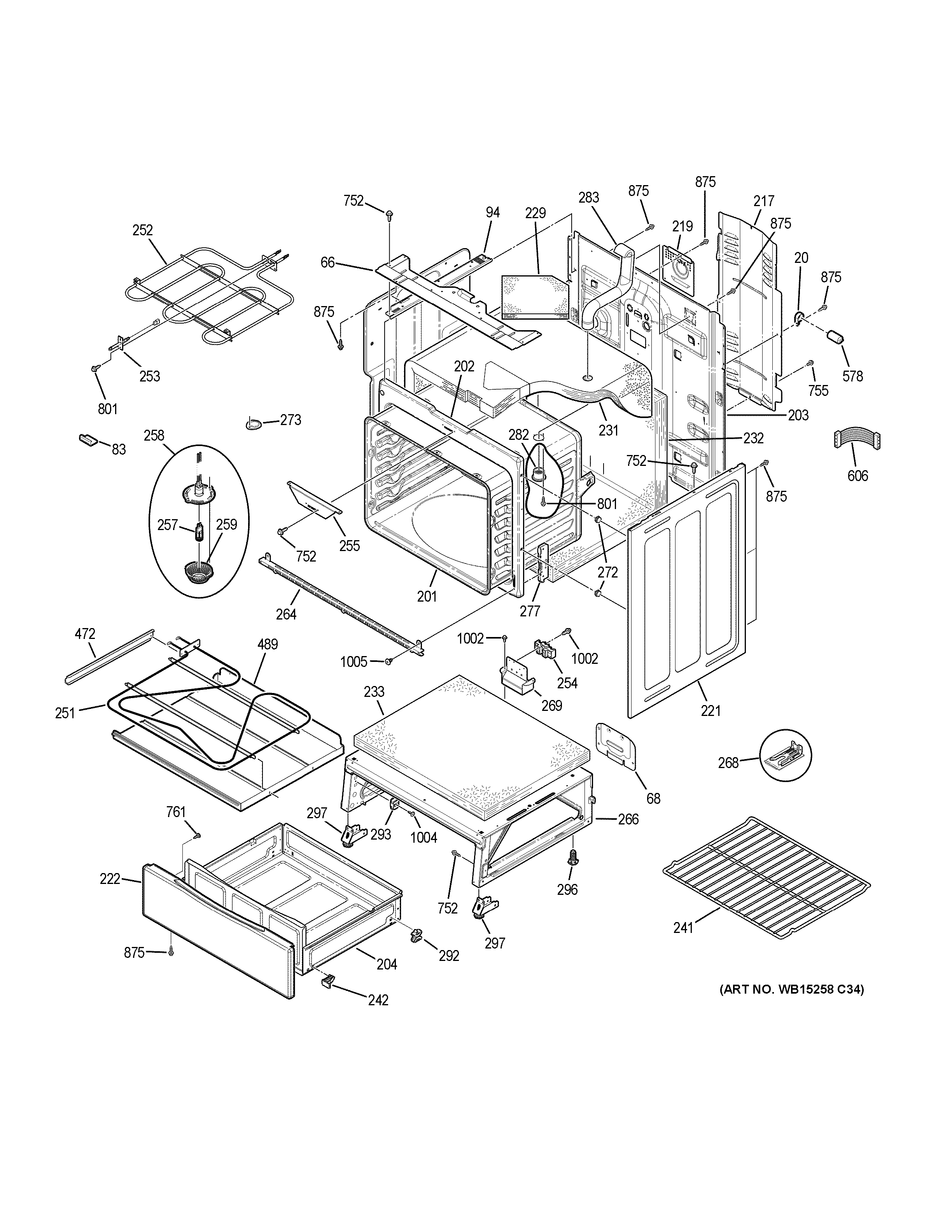 GE JB750FJ4DS body parts diagram