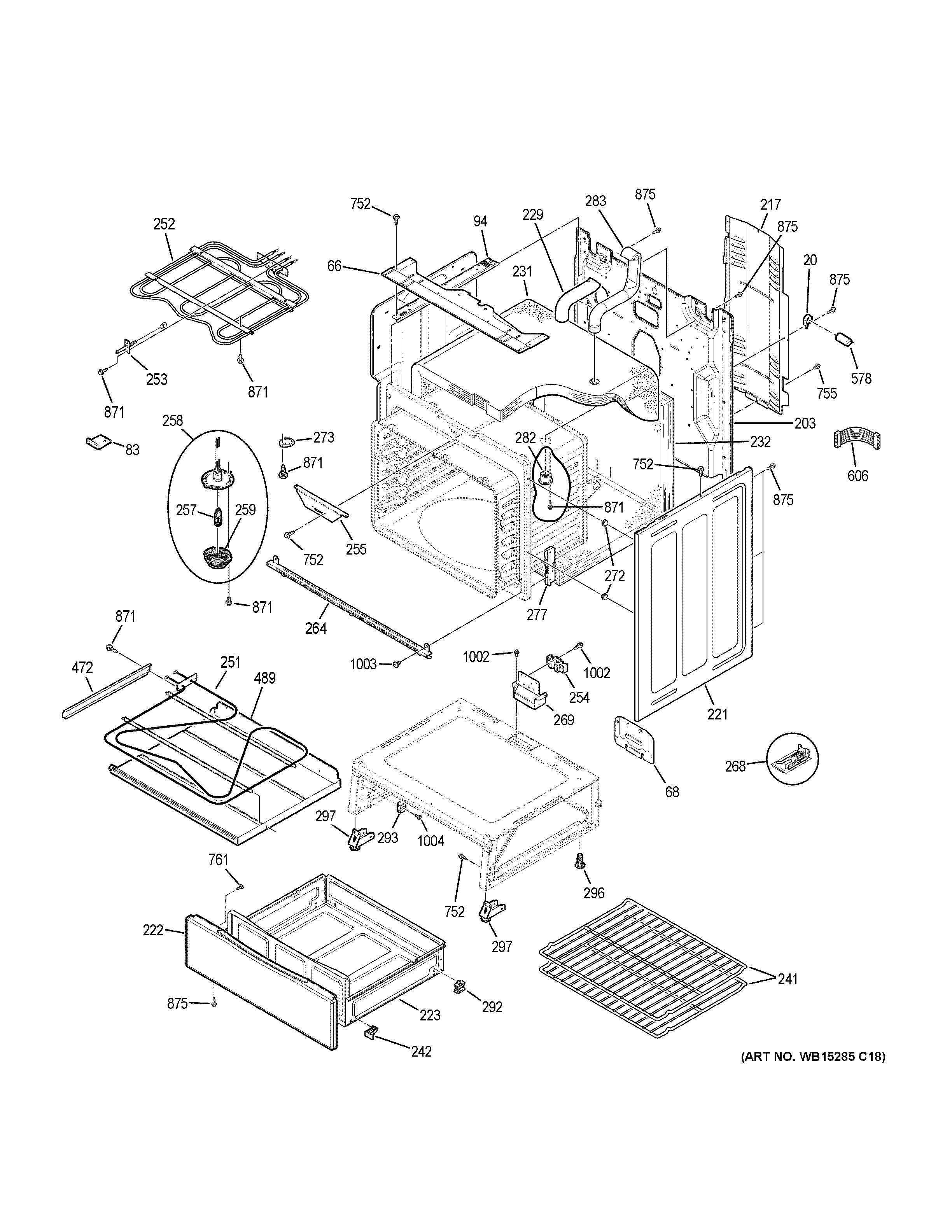 GE PB911BJ5TS body parts diagram