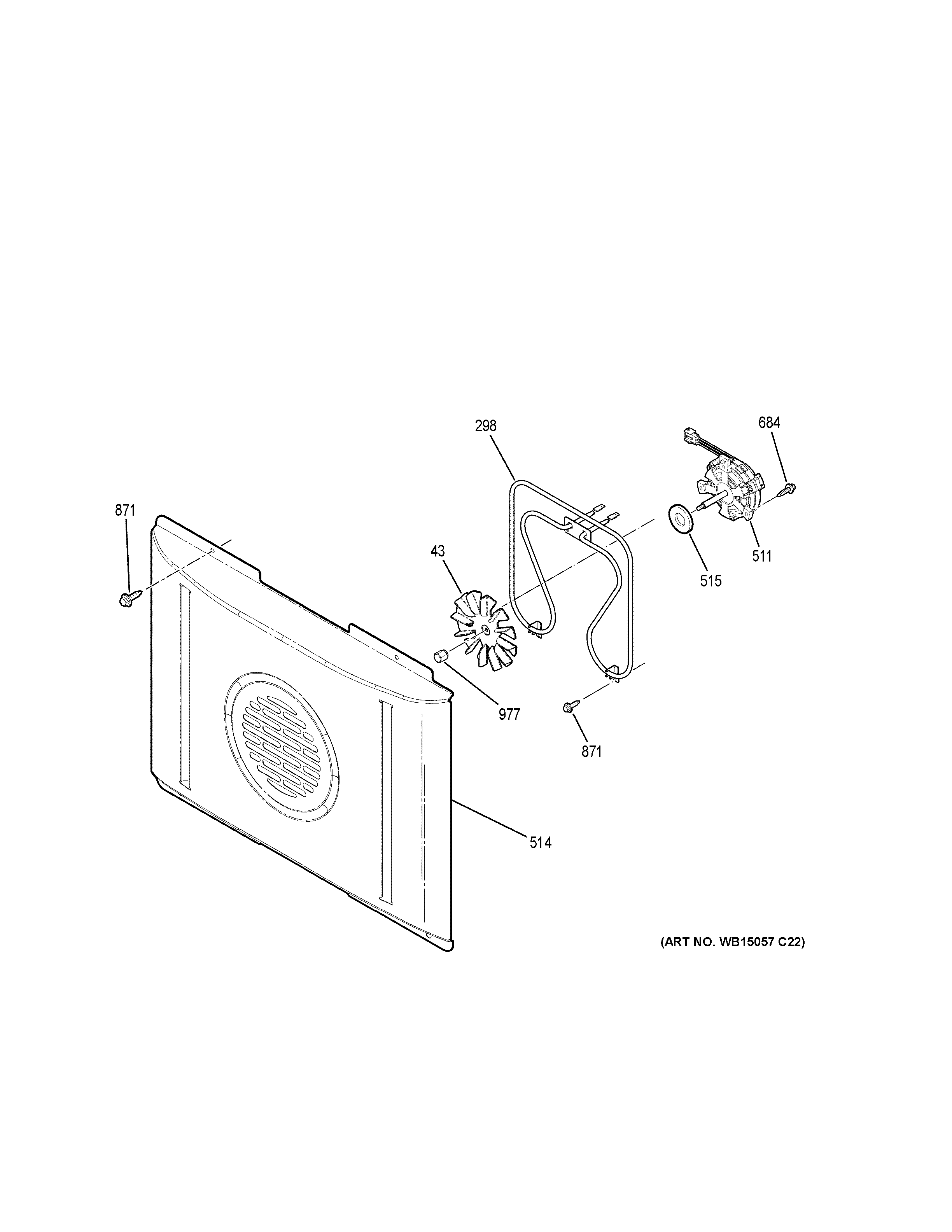 GE PB911BJ5TS convection fan diagram