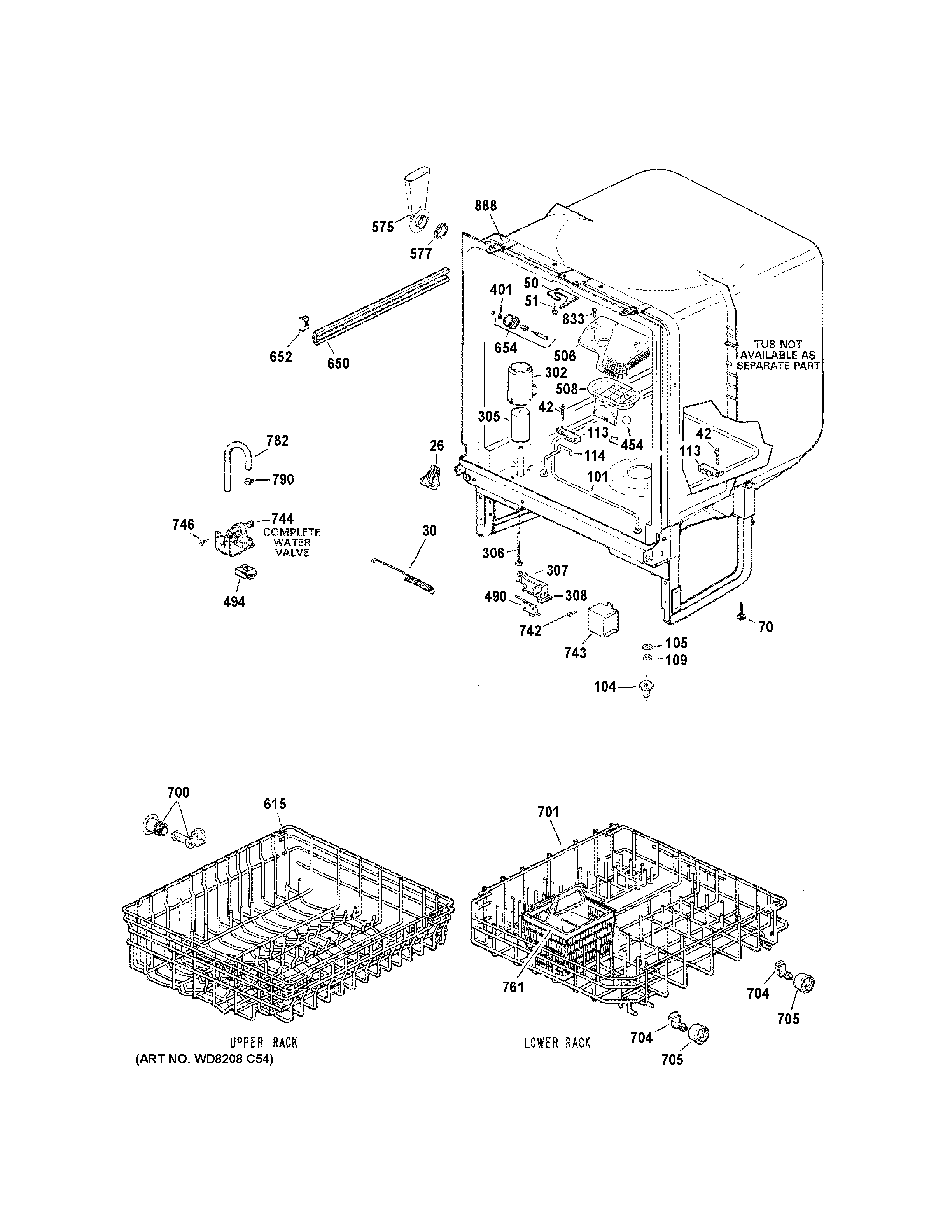 Hotpoint HDA1100N15WH body parts diagram