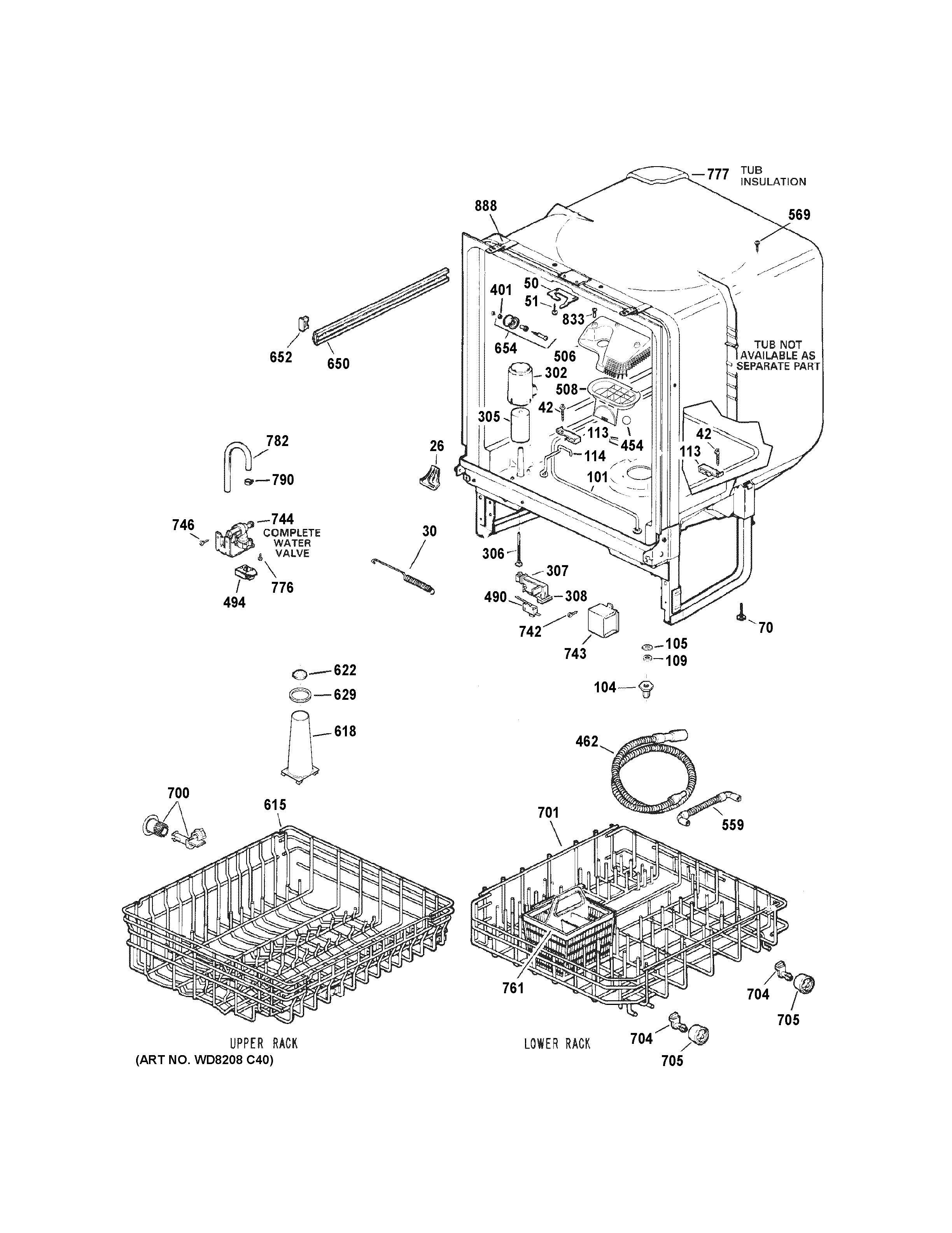 Hotpoint HDA3540N10SA body parts diagram