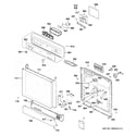 Hotpoint HDA3600V00CC escutcheon & door assembly diagram