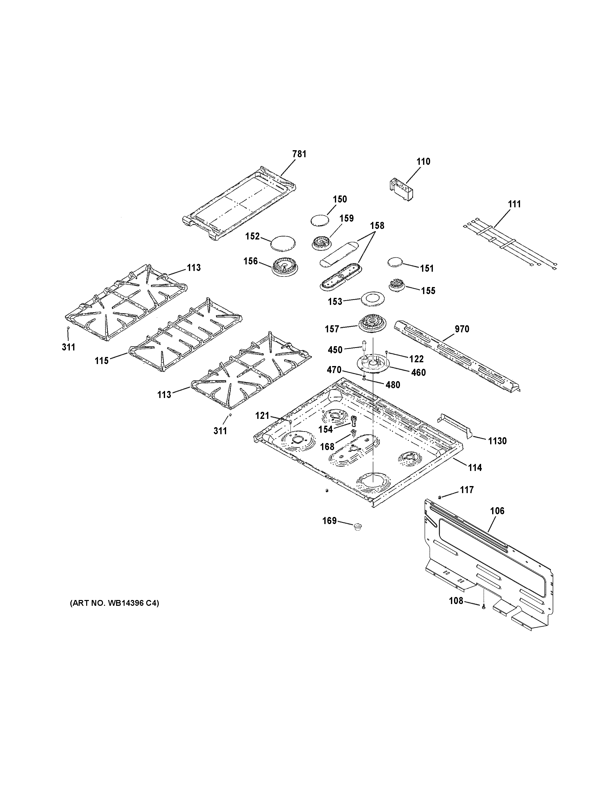 GE CGS980SEM6SS cooktop diagram