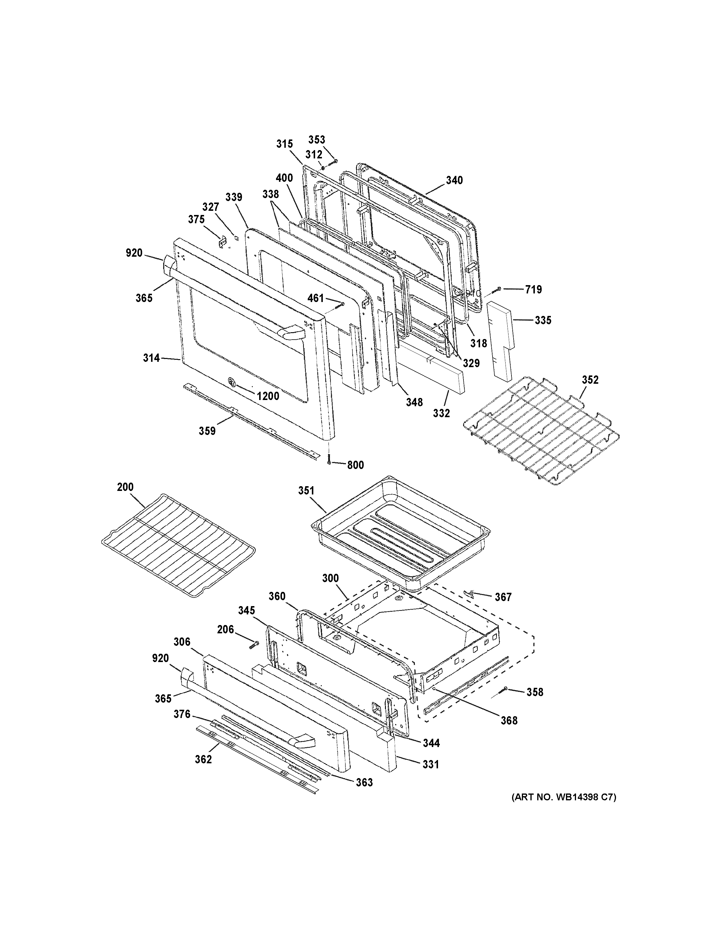 GE CGS980SEM6SS door & drawer parts diagram