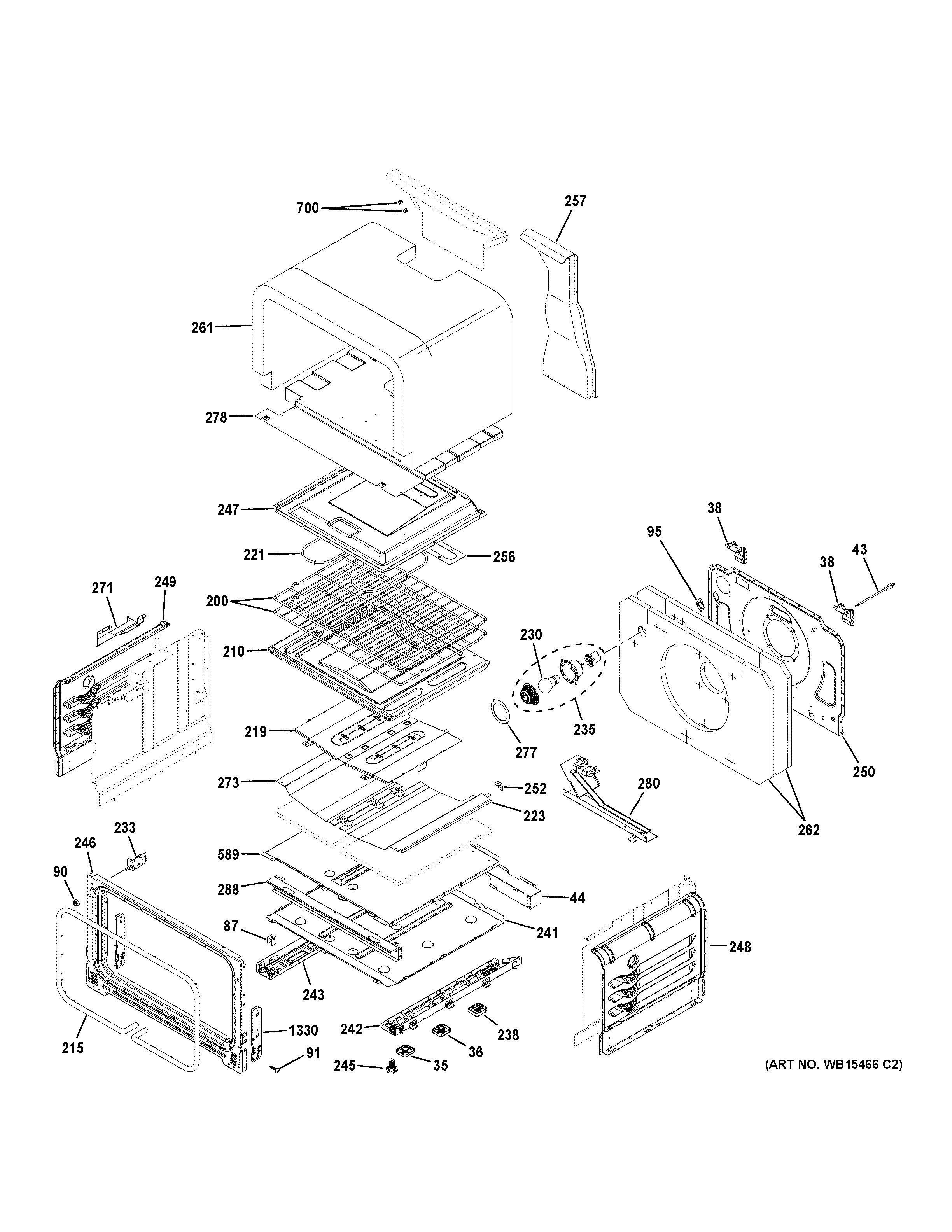 GE JGB860EEJ3ES lower oven diagram