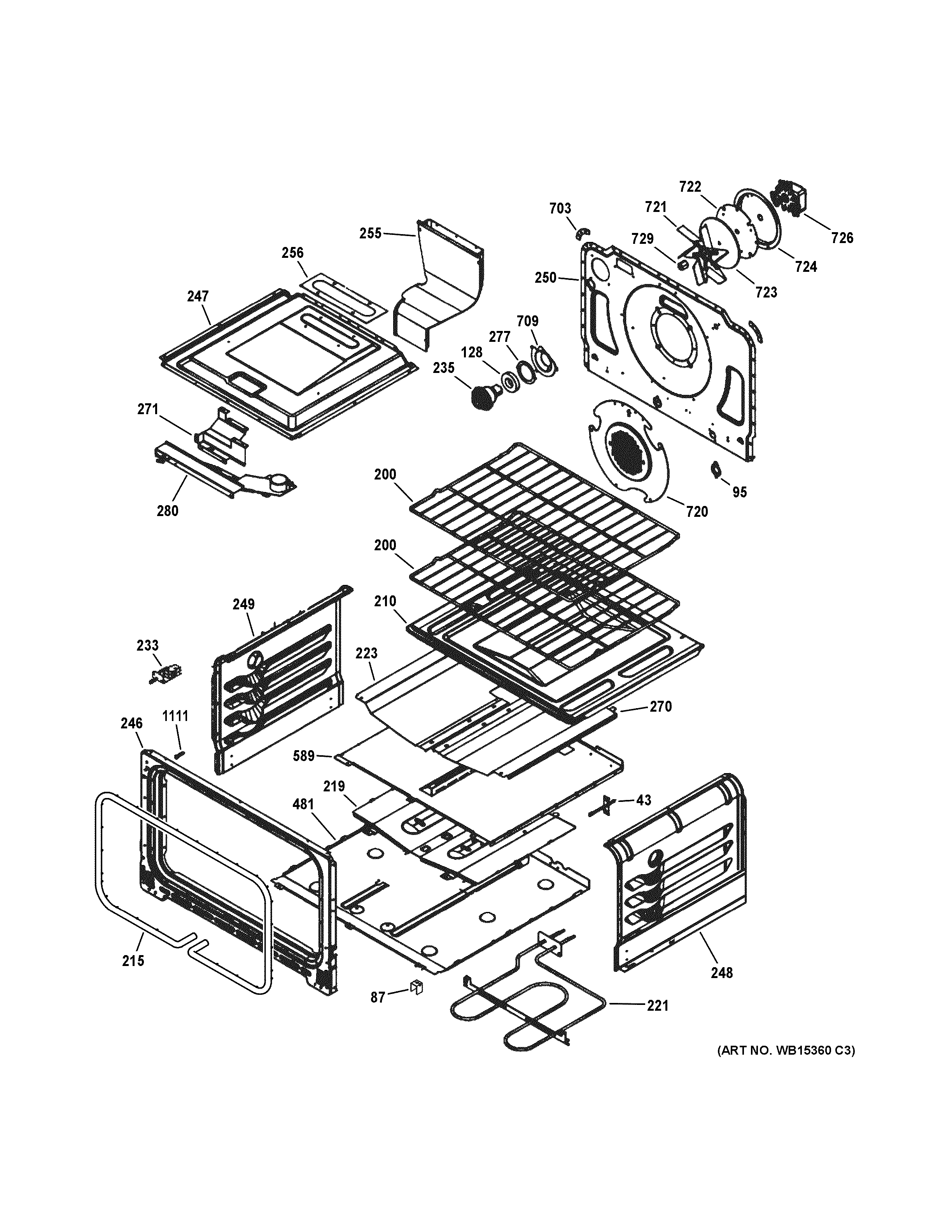 GE PGS950SEF5SS lower oven diagram