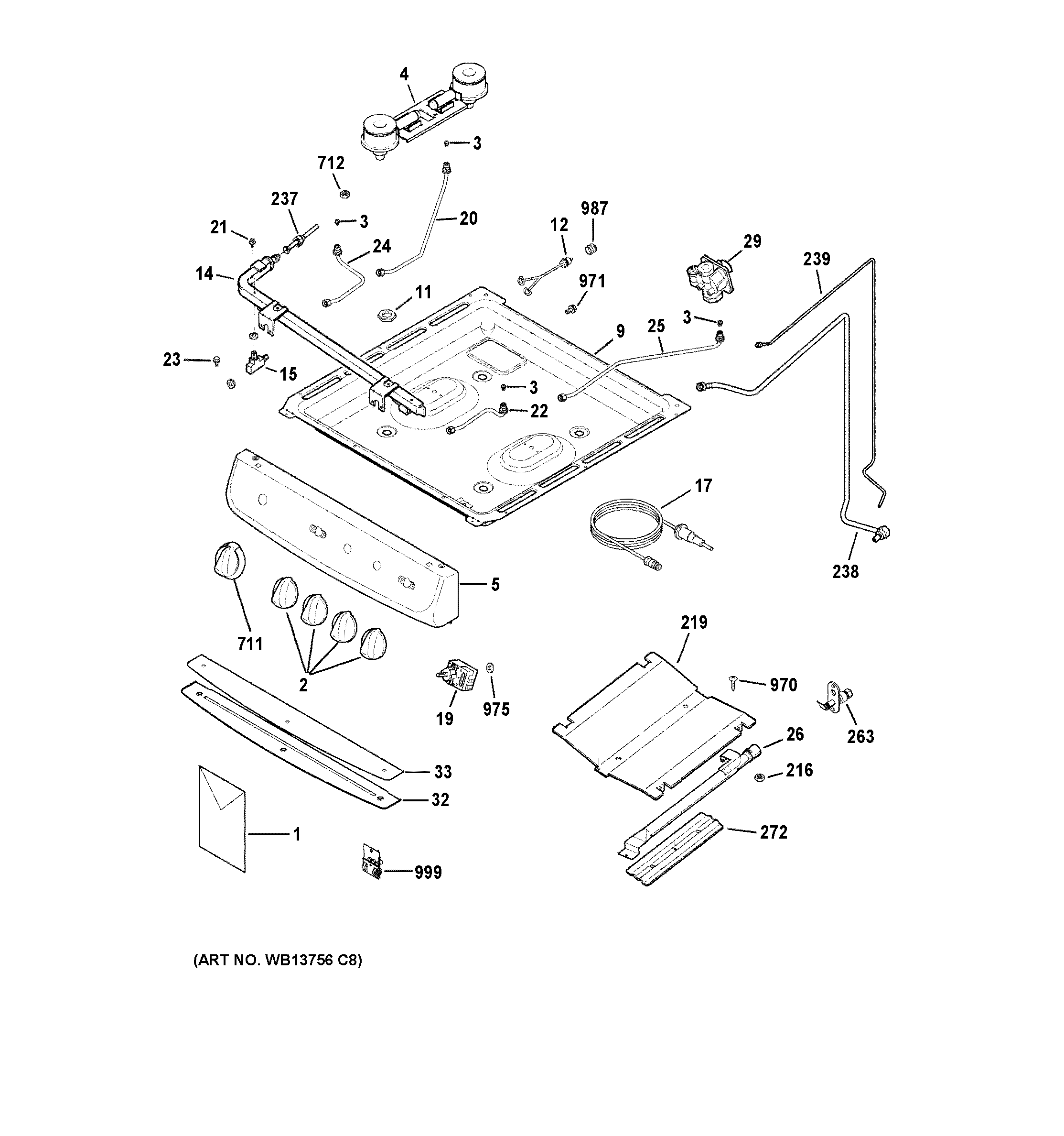 Hotpoint RGA724PK1WH gas & burner parts diagram