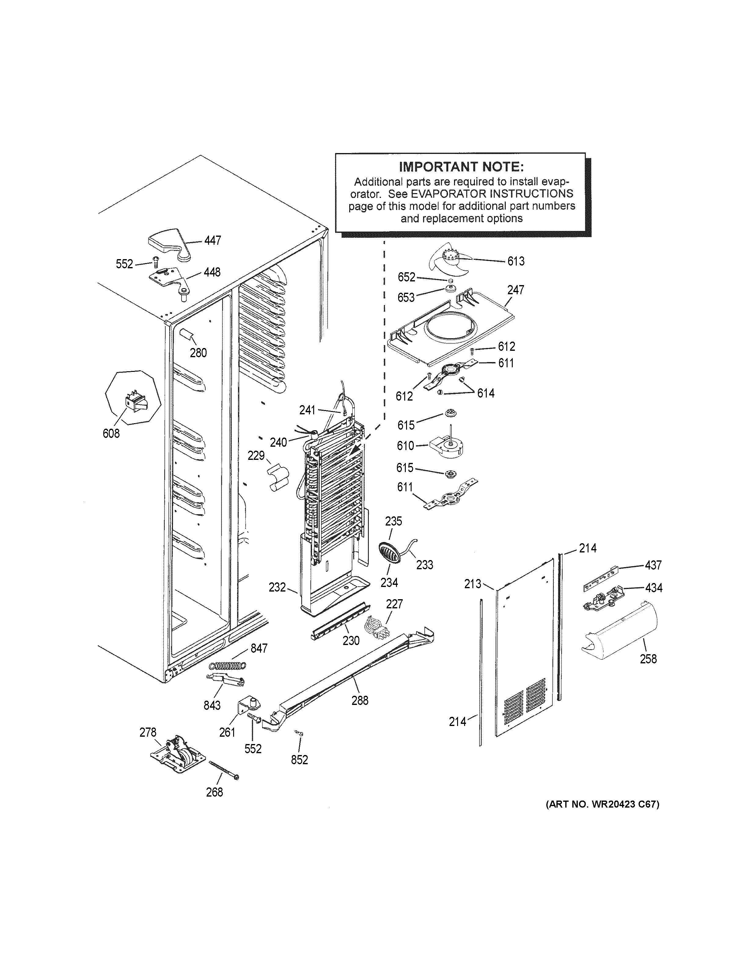 GE GSE25GGHJCBB freezer section diagram