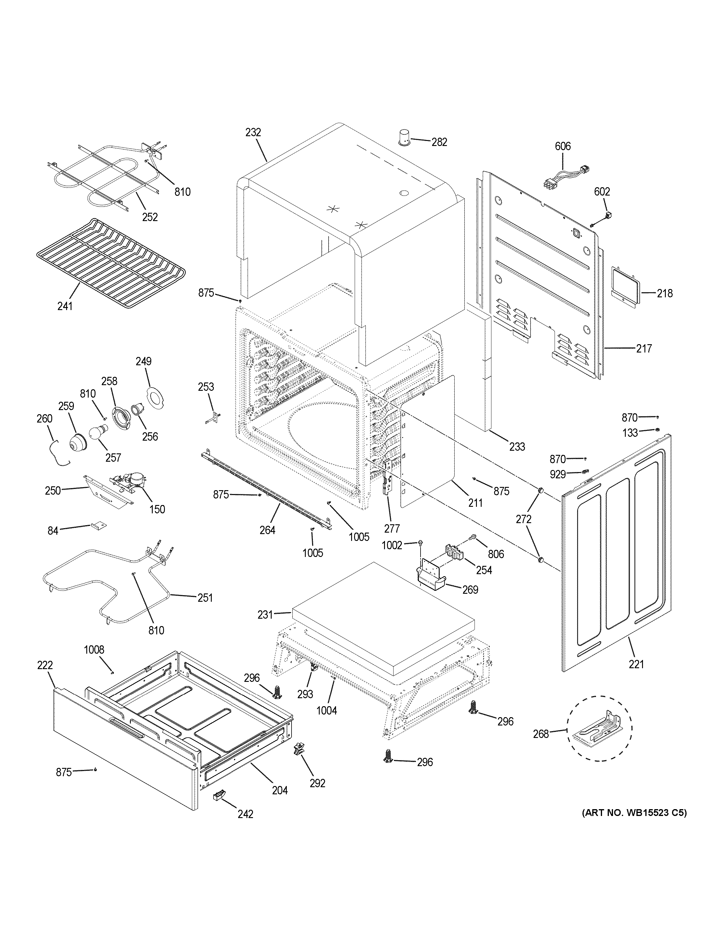 GE JS645EL1ES body parts diagram