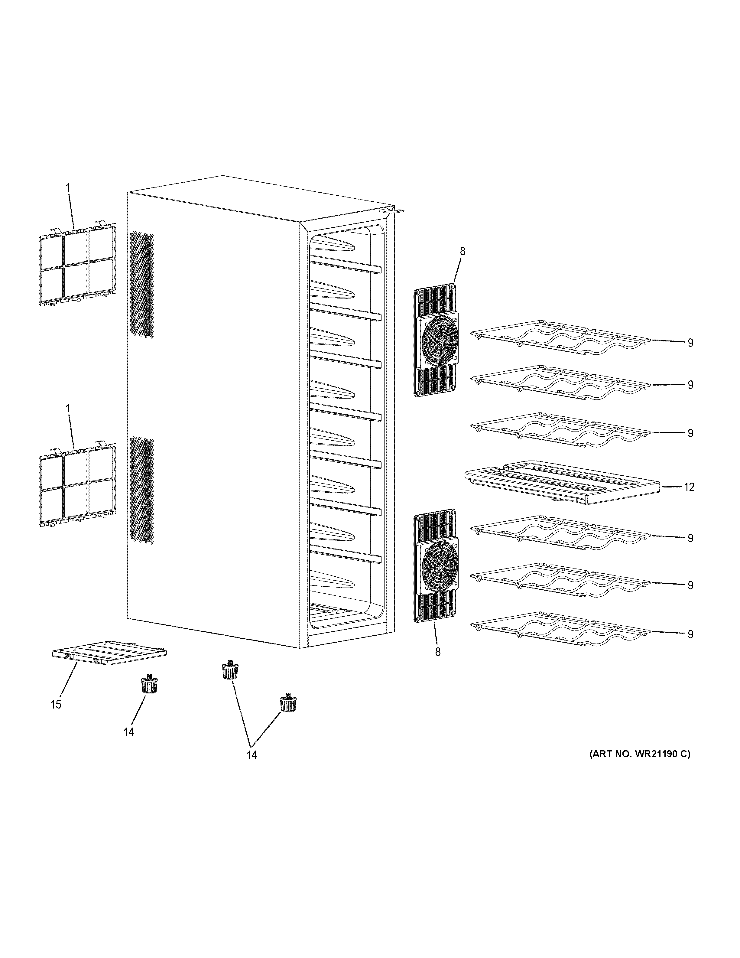 Haier HVTEC16ABS wine chiller diagram
