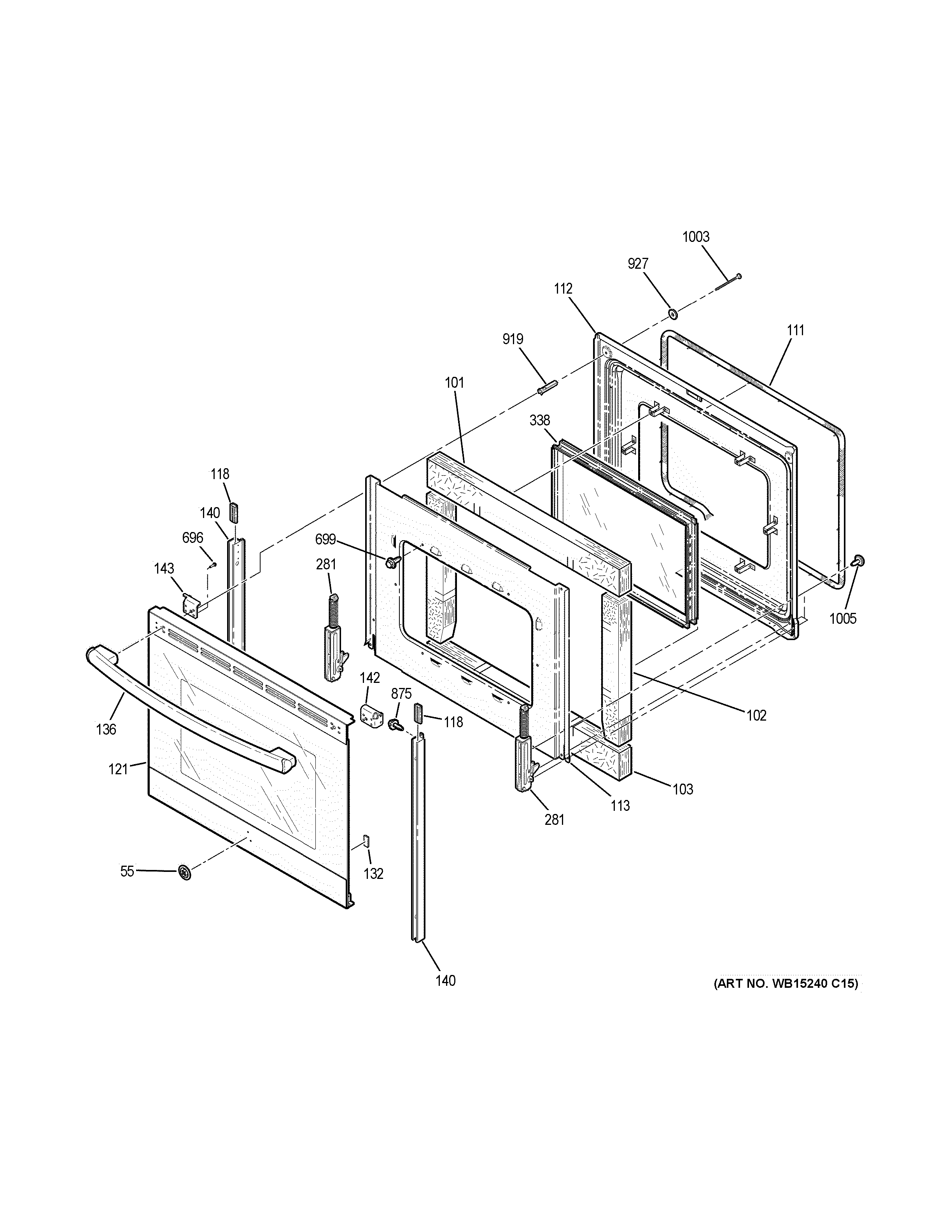 GE JB250RK2SS door diagram