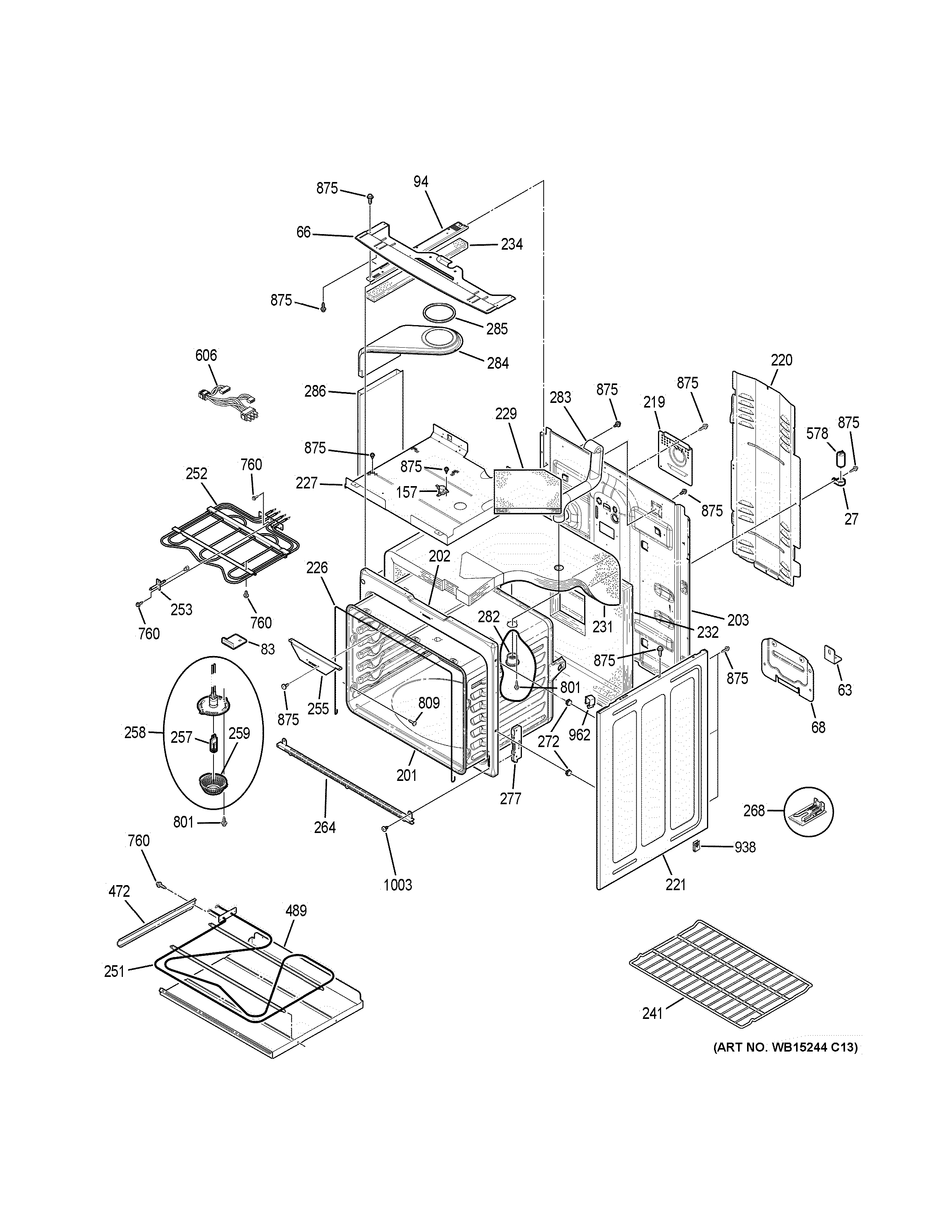 GE PHB920EJ3ES body parts diagram