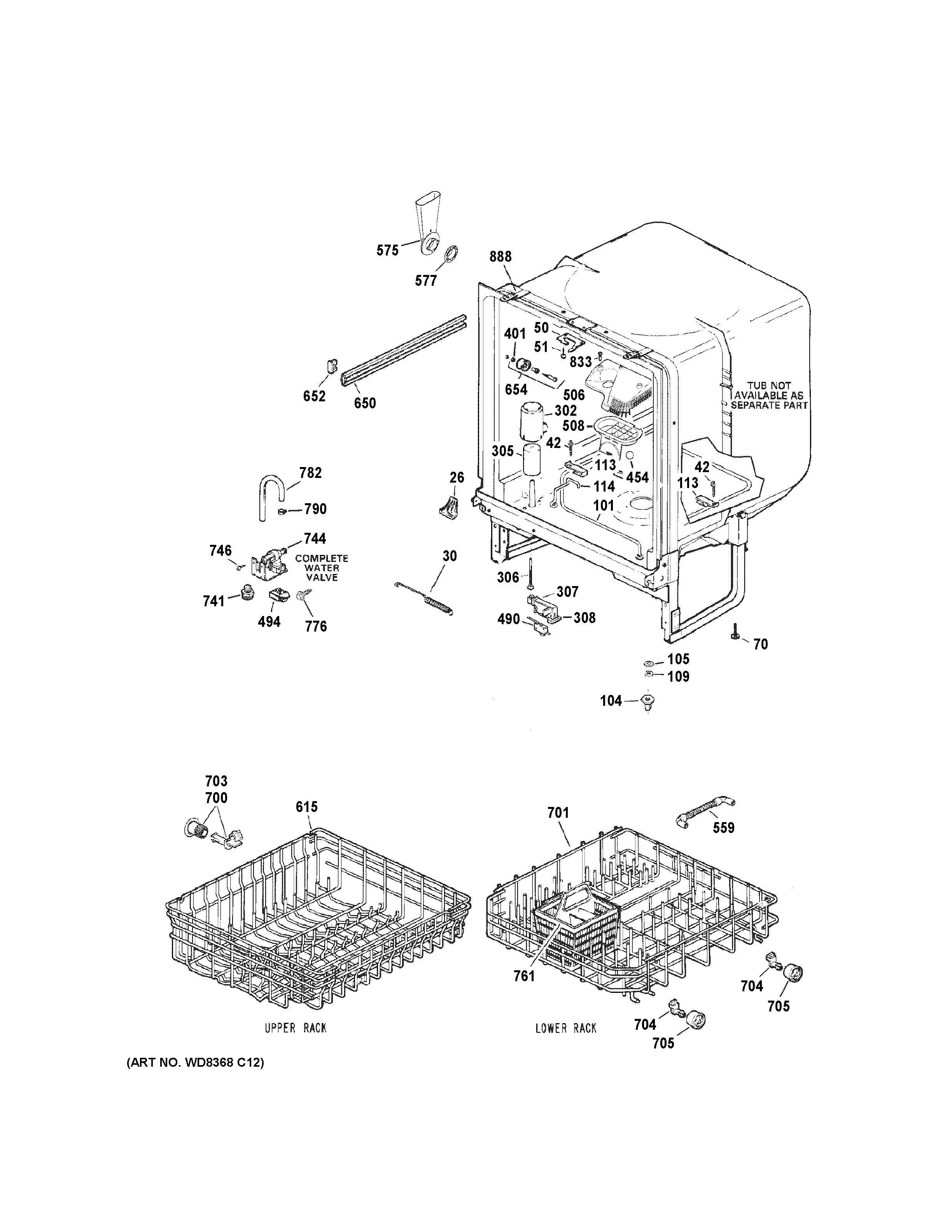 GE GSC3500V00WW body parts diagram