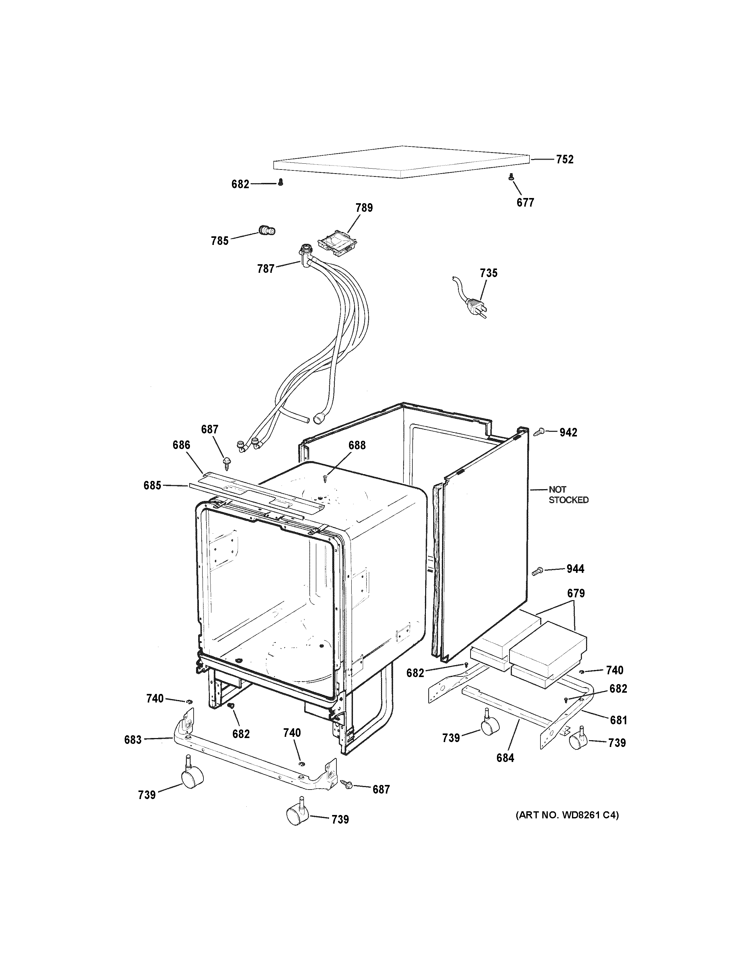 GE GSC3500V00WW cabinet & exterior parts diagram