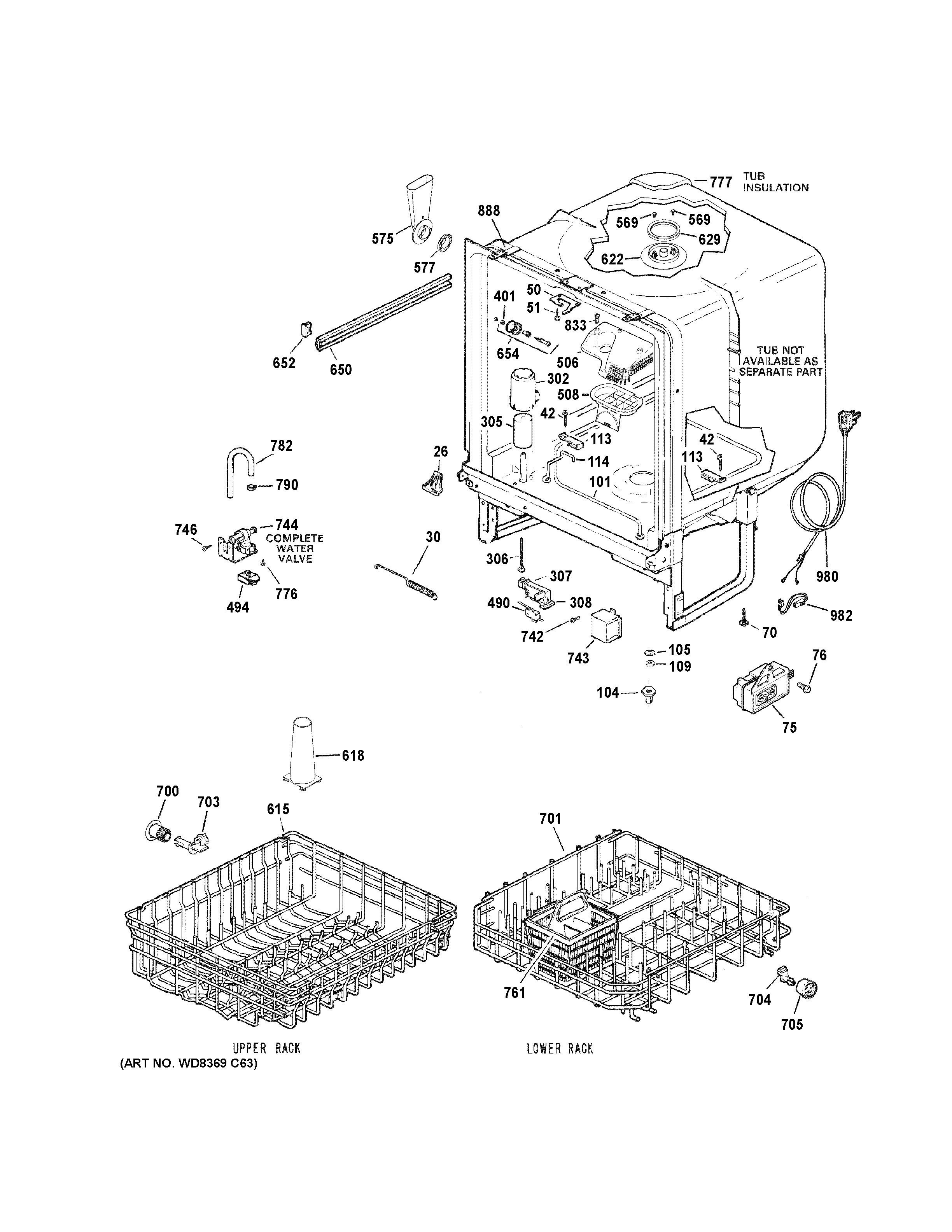 GE GSD3301K00WW body parts diagram