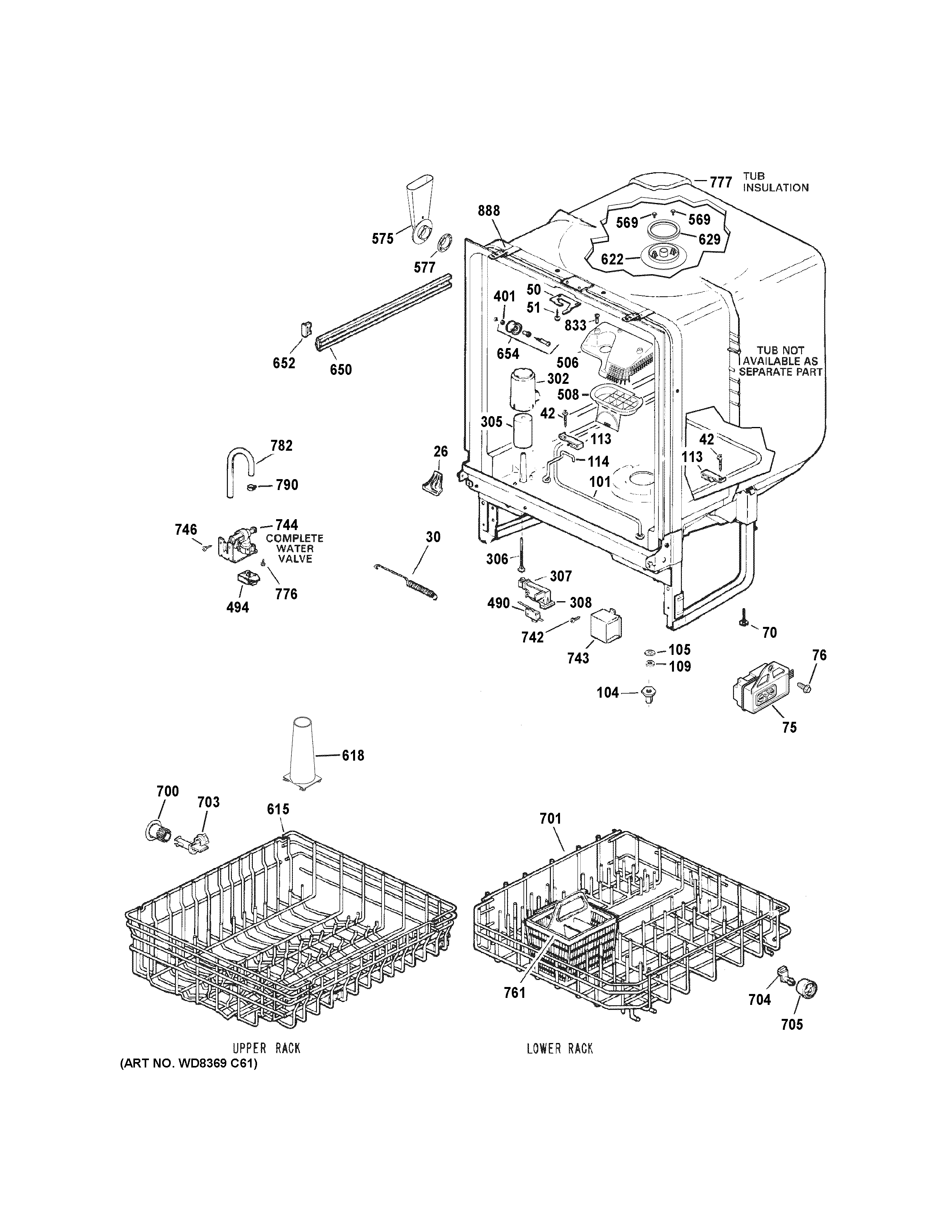 GE GSD3300K00WW body parts diagram
