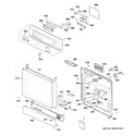 GE GSD2300R00WW escutcheon & door assembly diagram