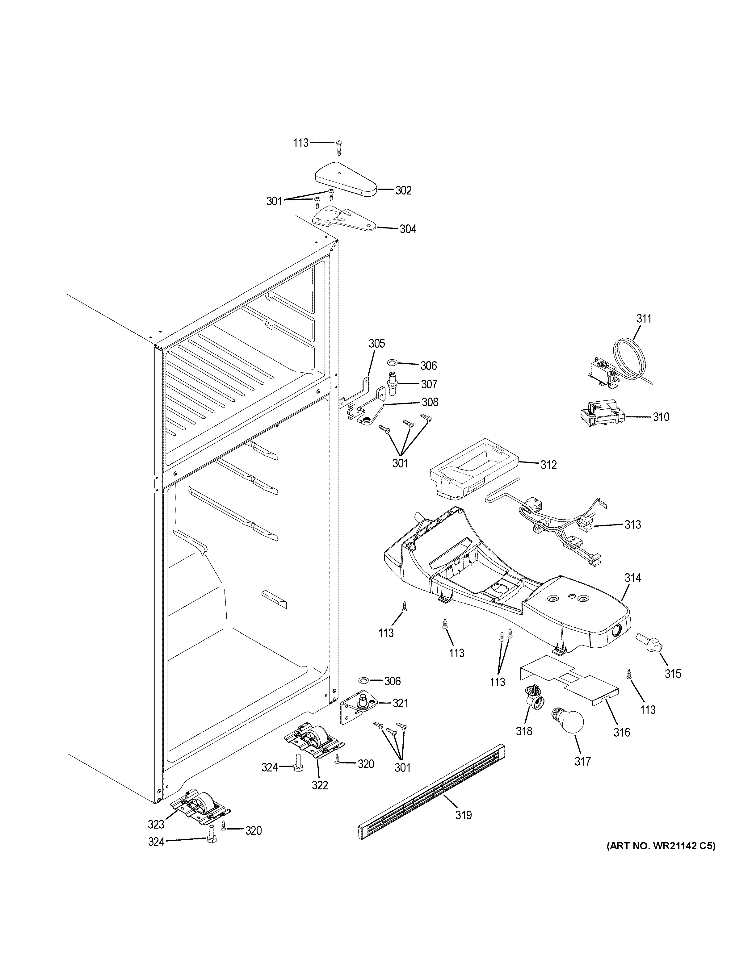 Haier HRT18RCWB0 fresh food section diagram