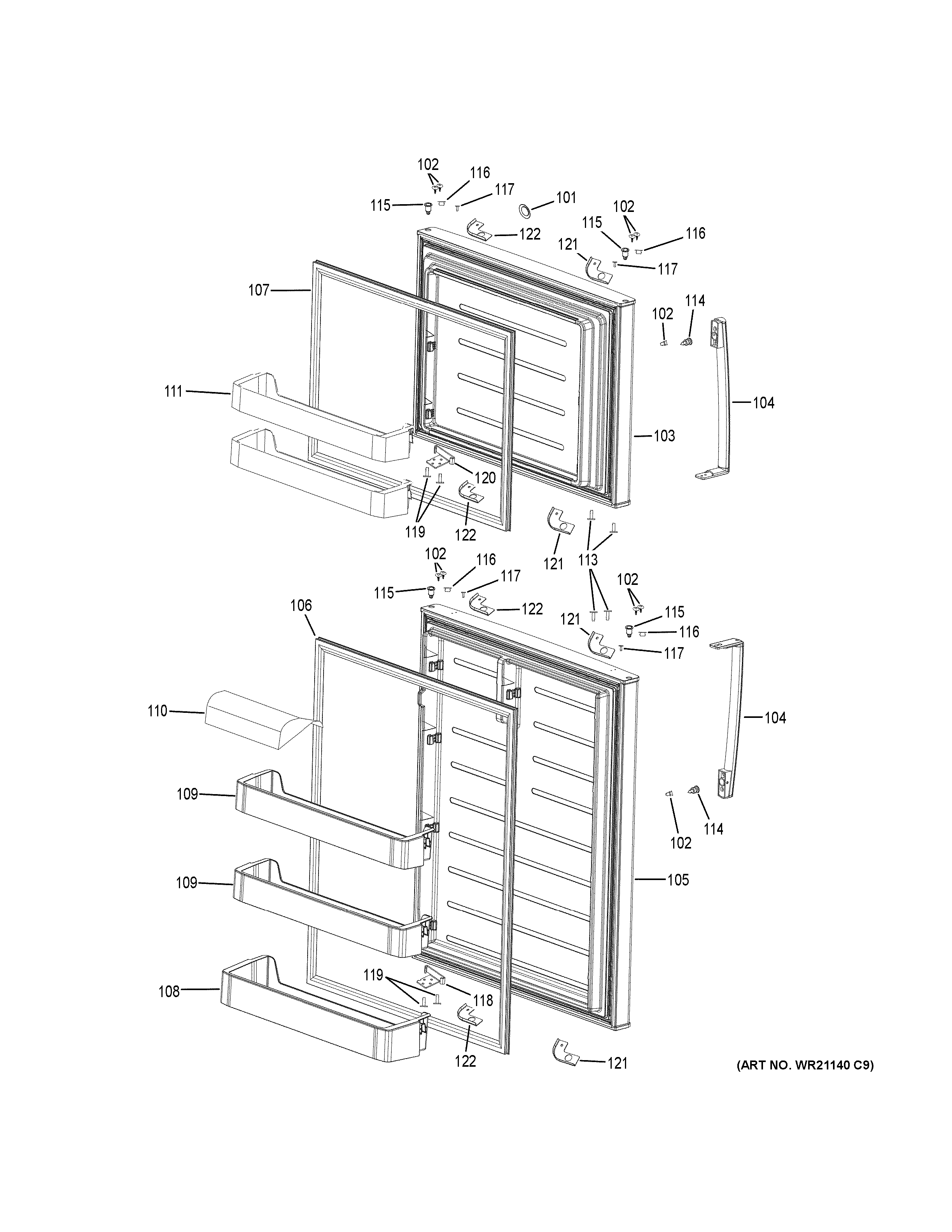 Haier HRT18RCWW0 doors diagram