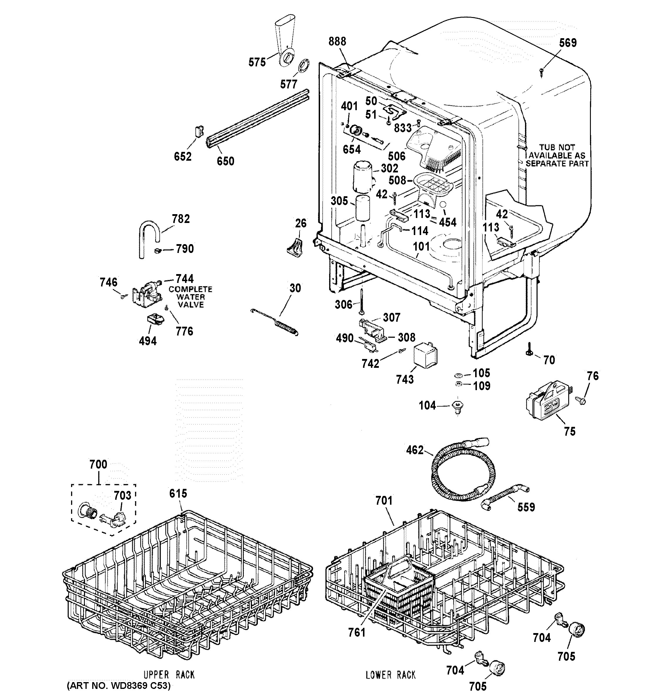 GE GSD2100V50BB body parts diagram