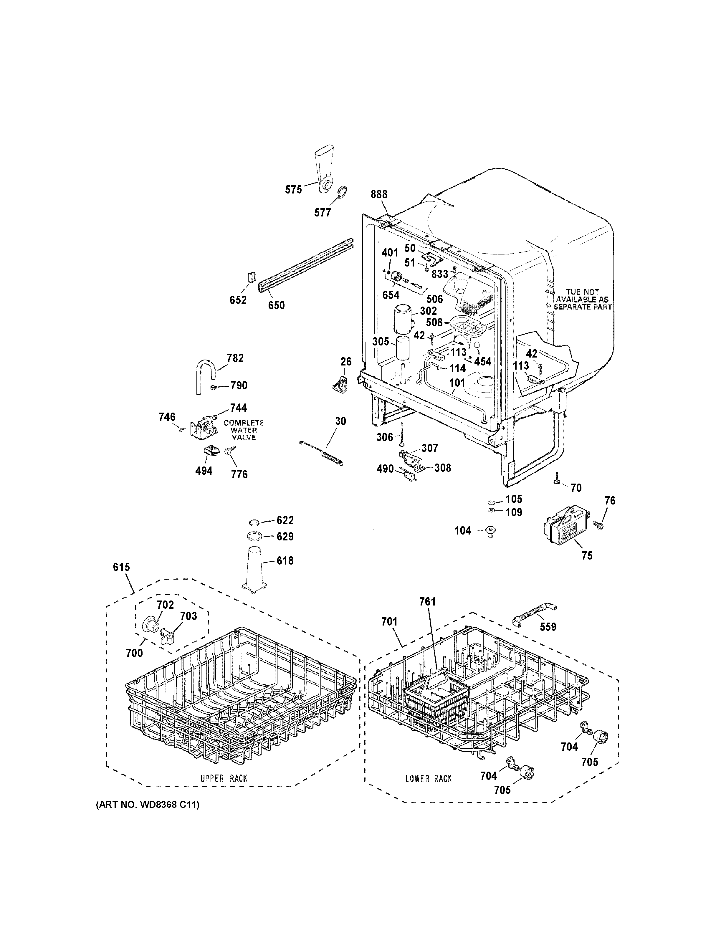 GE GSC3500D51BB body parts diagram