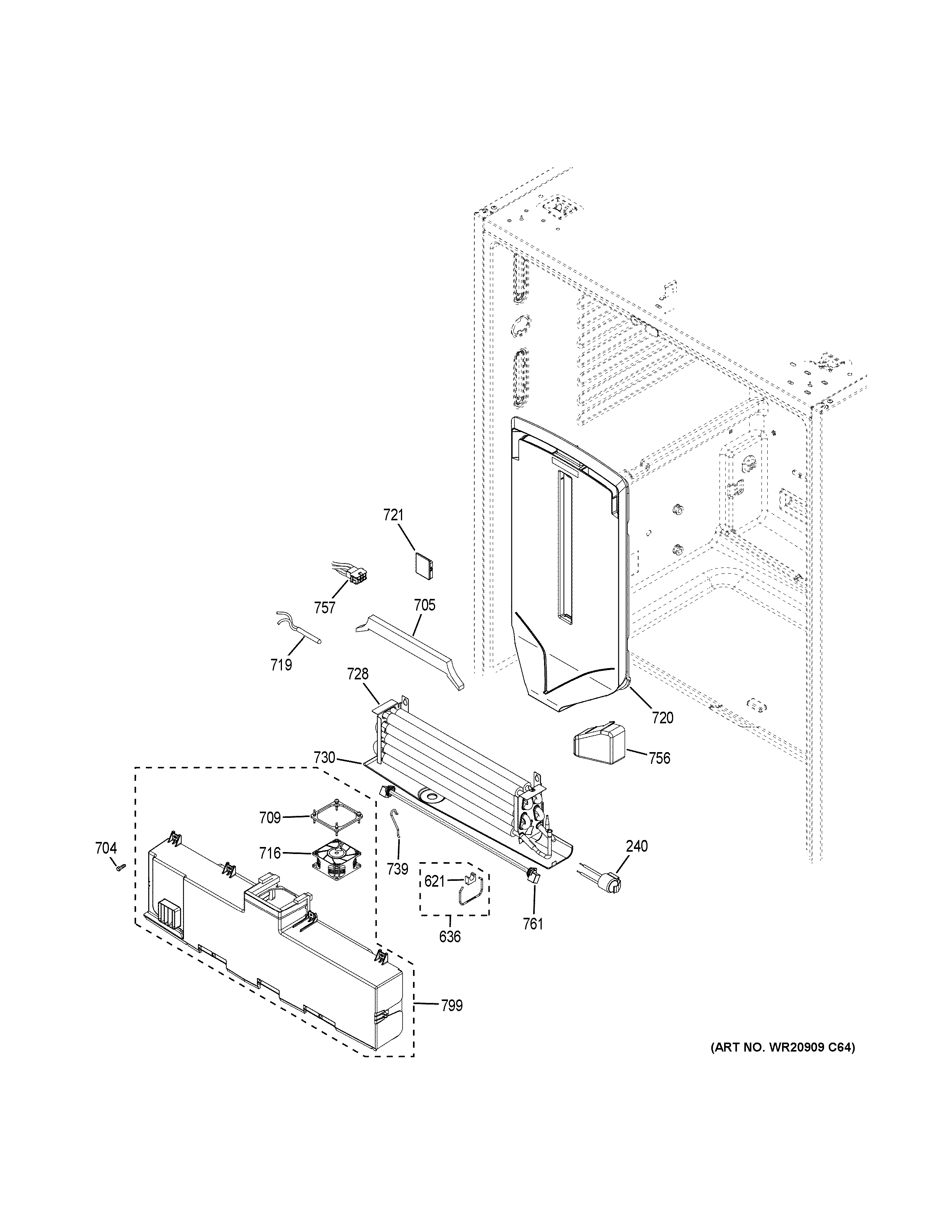 GE PYE22PELBDS fresh food section diagram