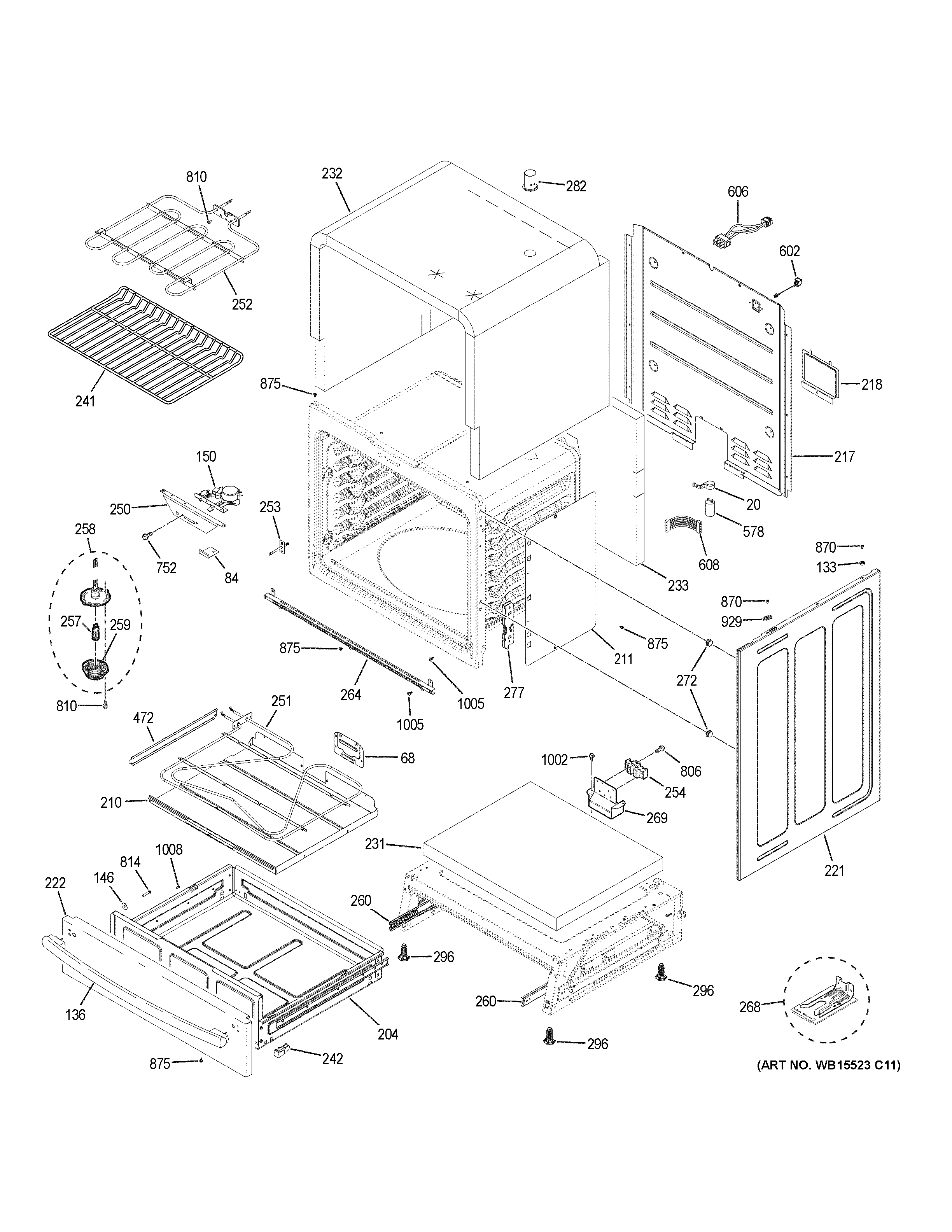 GE JS760DL1BB body parts diagram