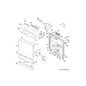 GE GSD4060V00SS escutcheon & door assembly diagram