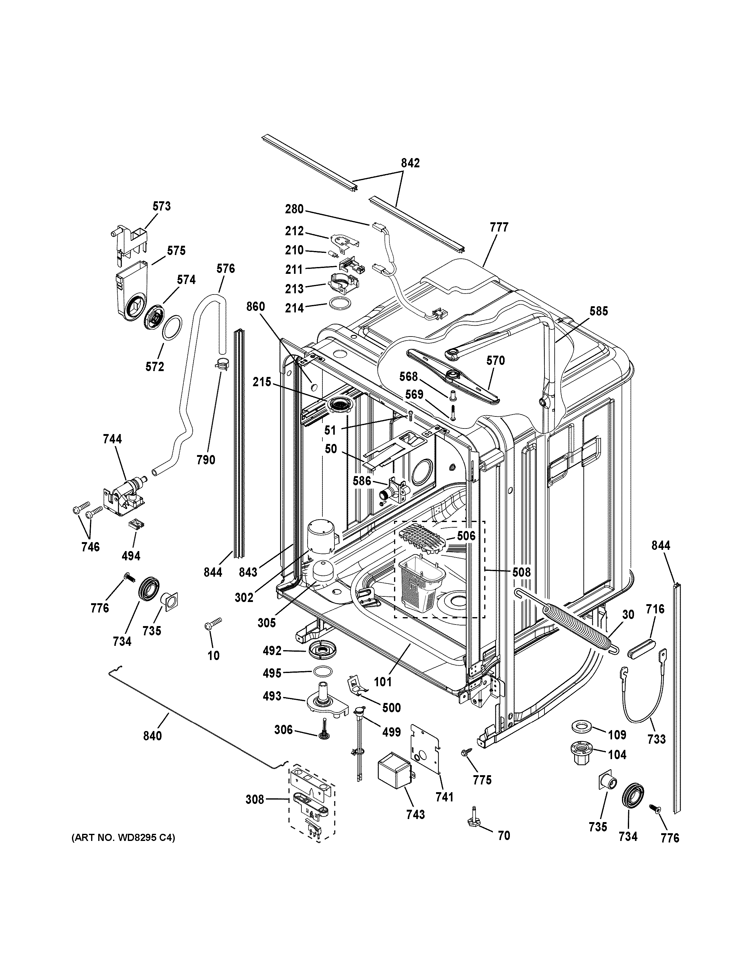 GE ZBD8900D00II body parts diagram