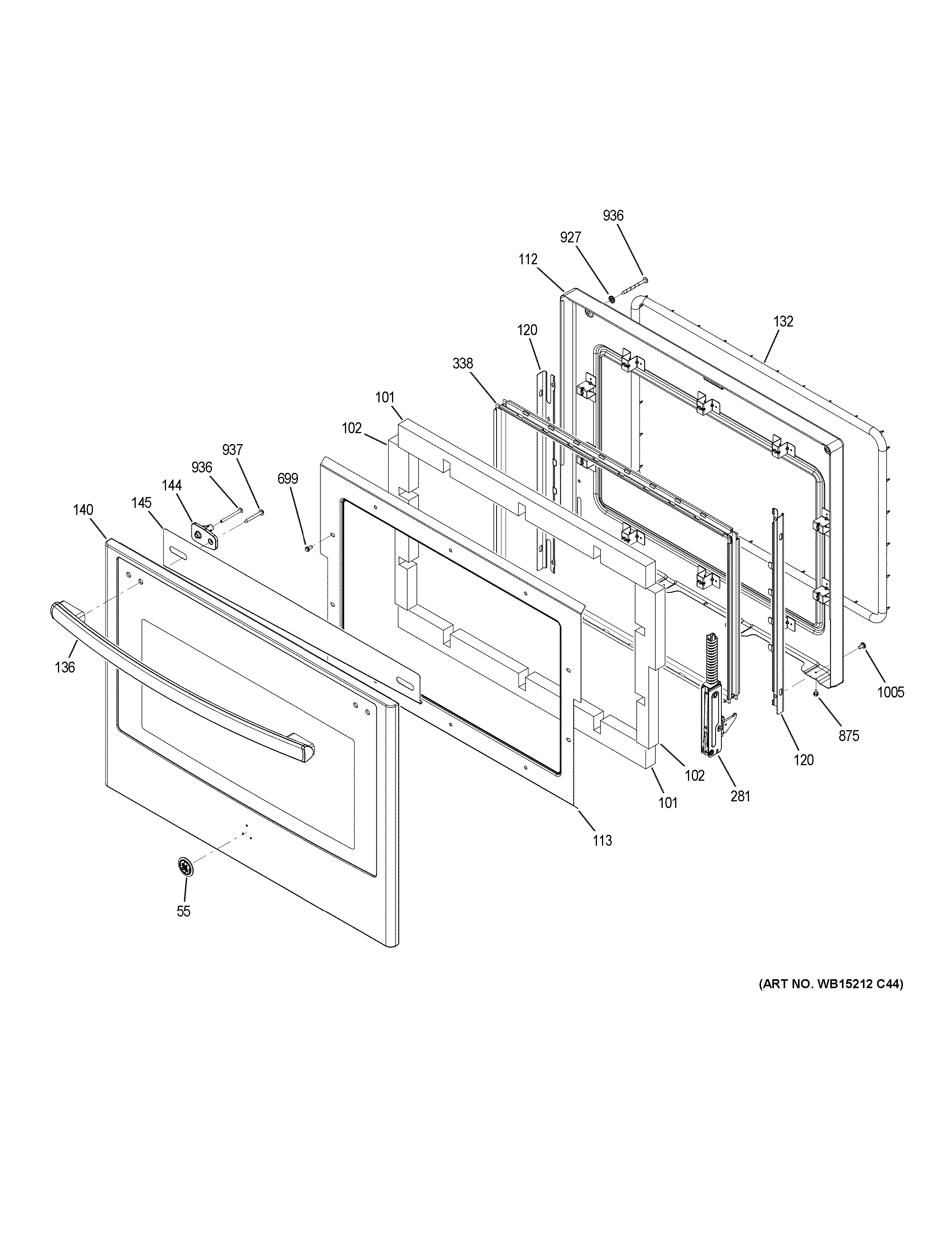 GE JK5000SF5SS door diagram