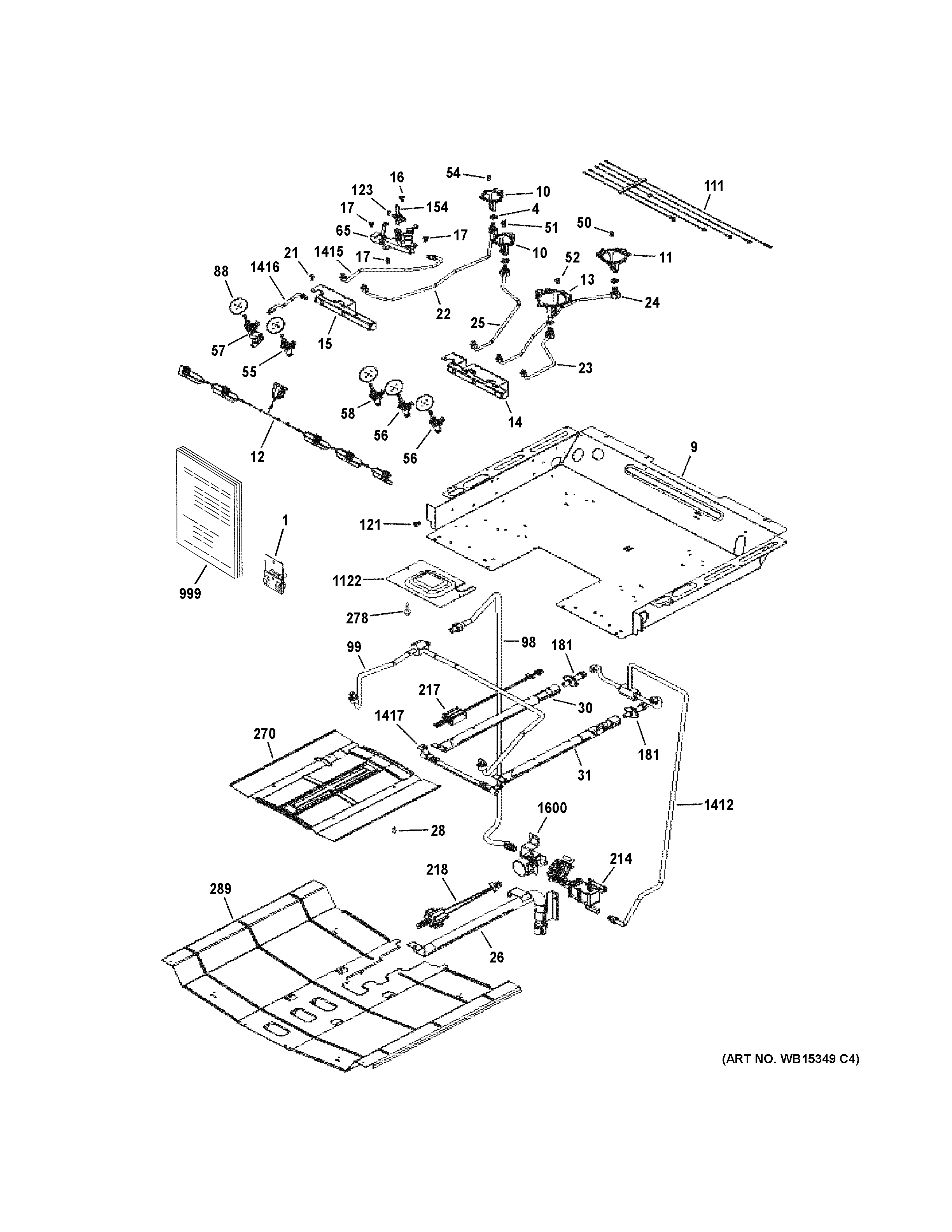 GE PGS920SEF2SS gas & burner parts diagram
