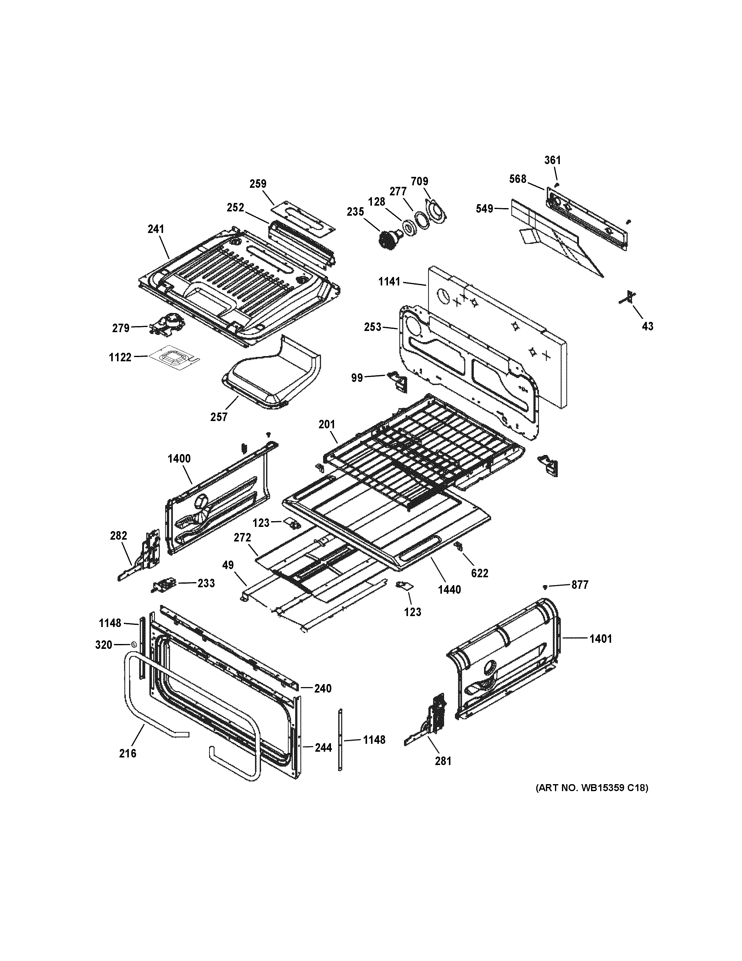 GE PGS950EEF4ES upper oven diagram