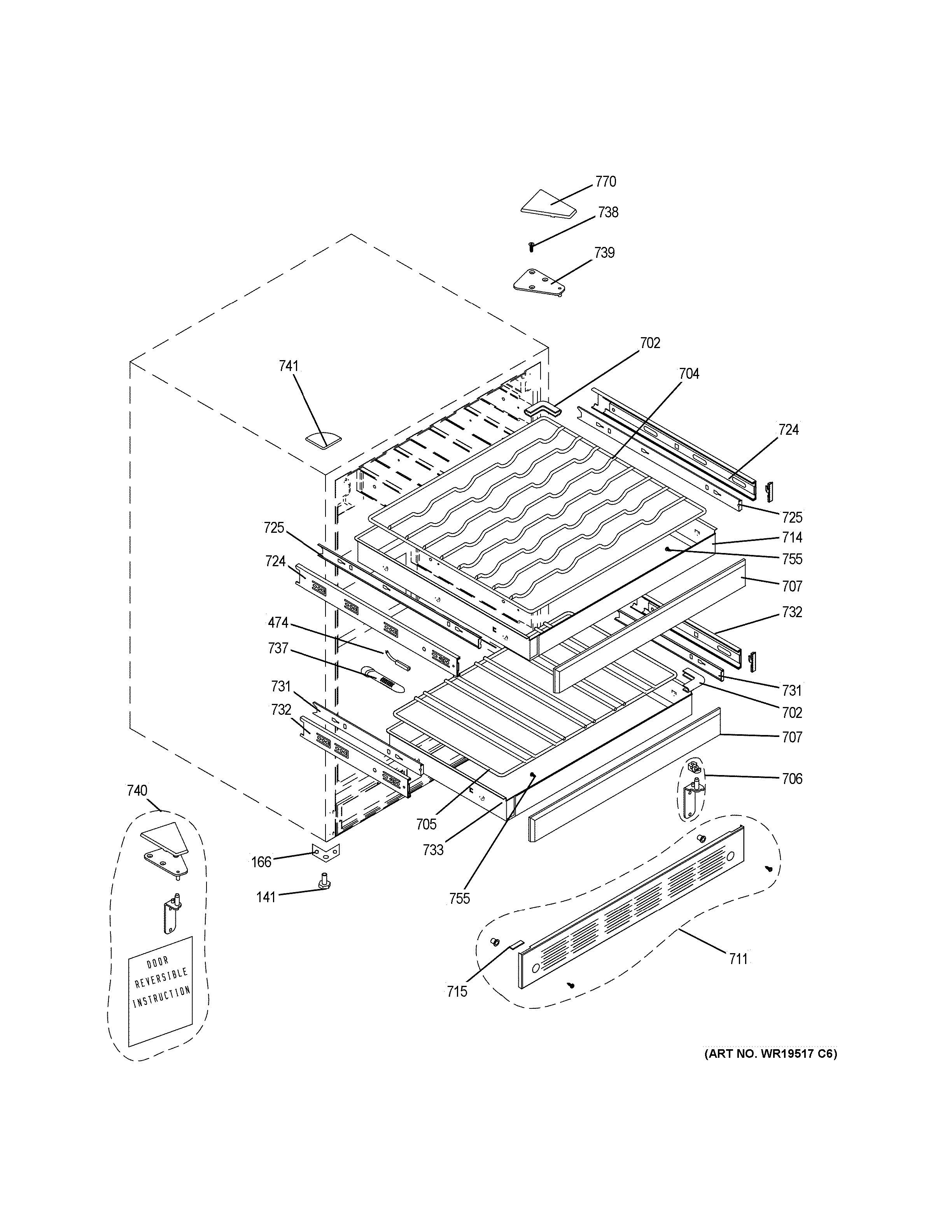 GE ZDWR240HABS cabinet & shelves diagram