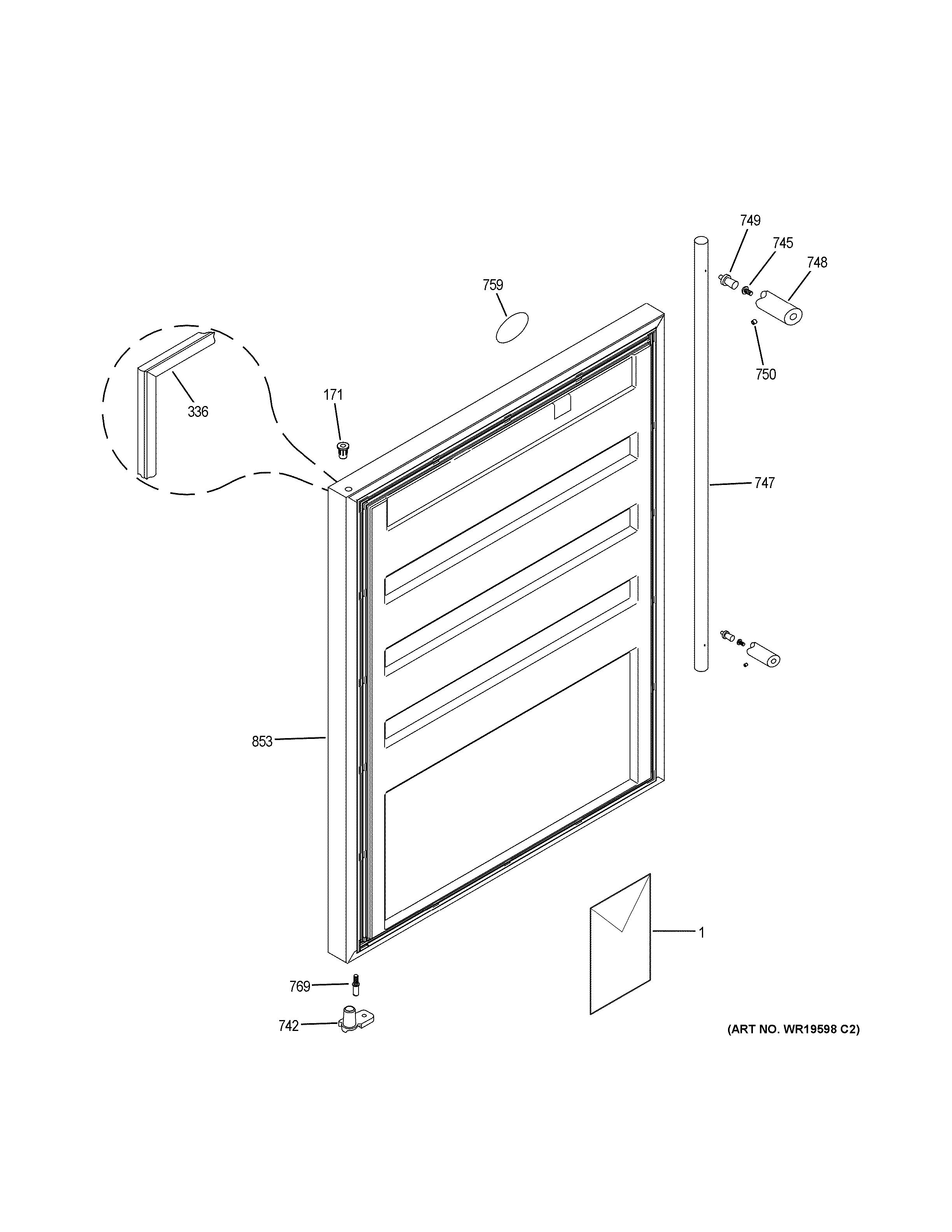 GE ZIBS240PCSS door diagram