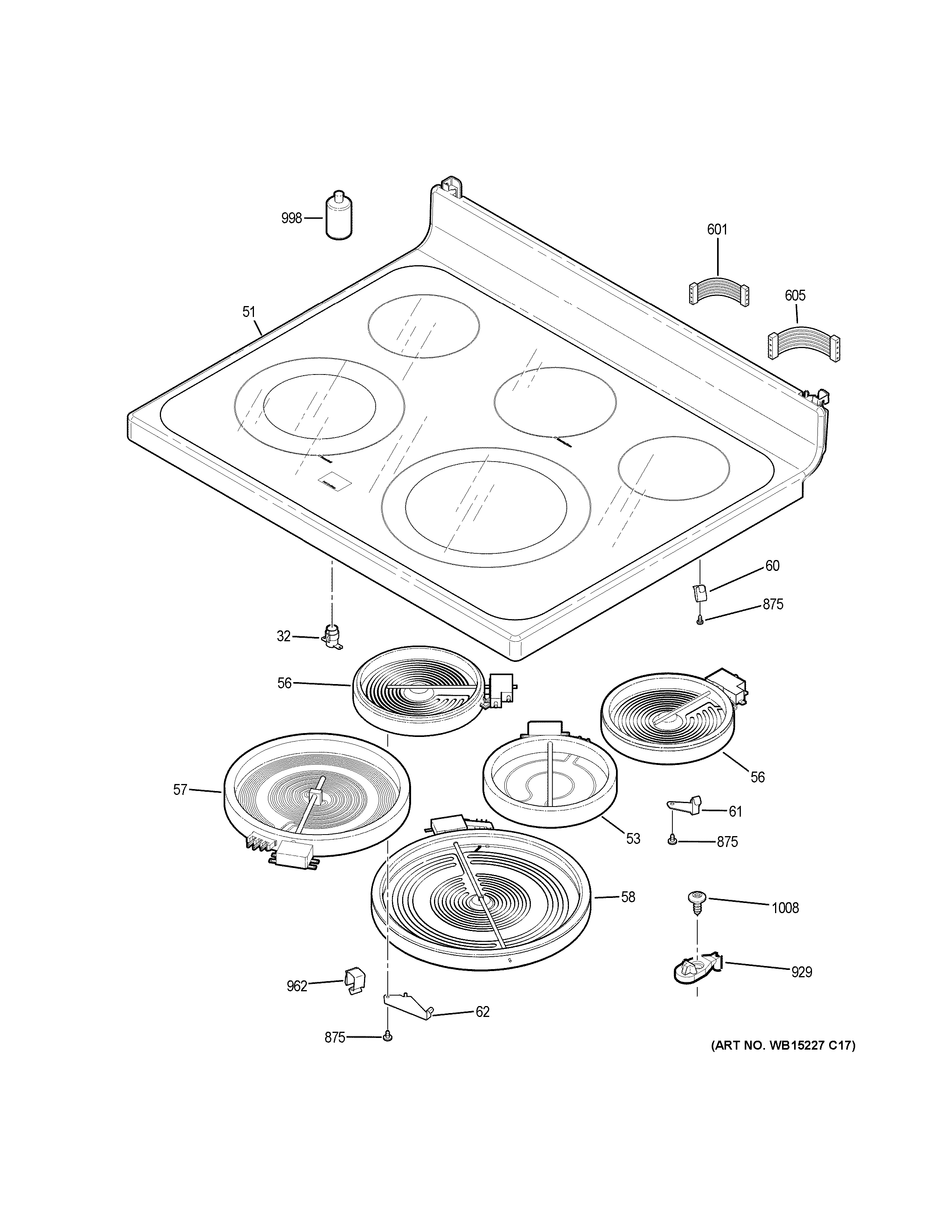 GE JB700SJ4SS cooktop diagram