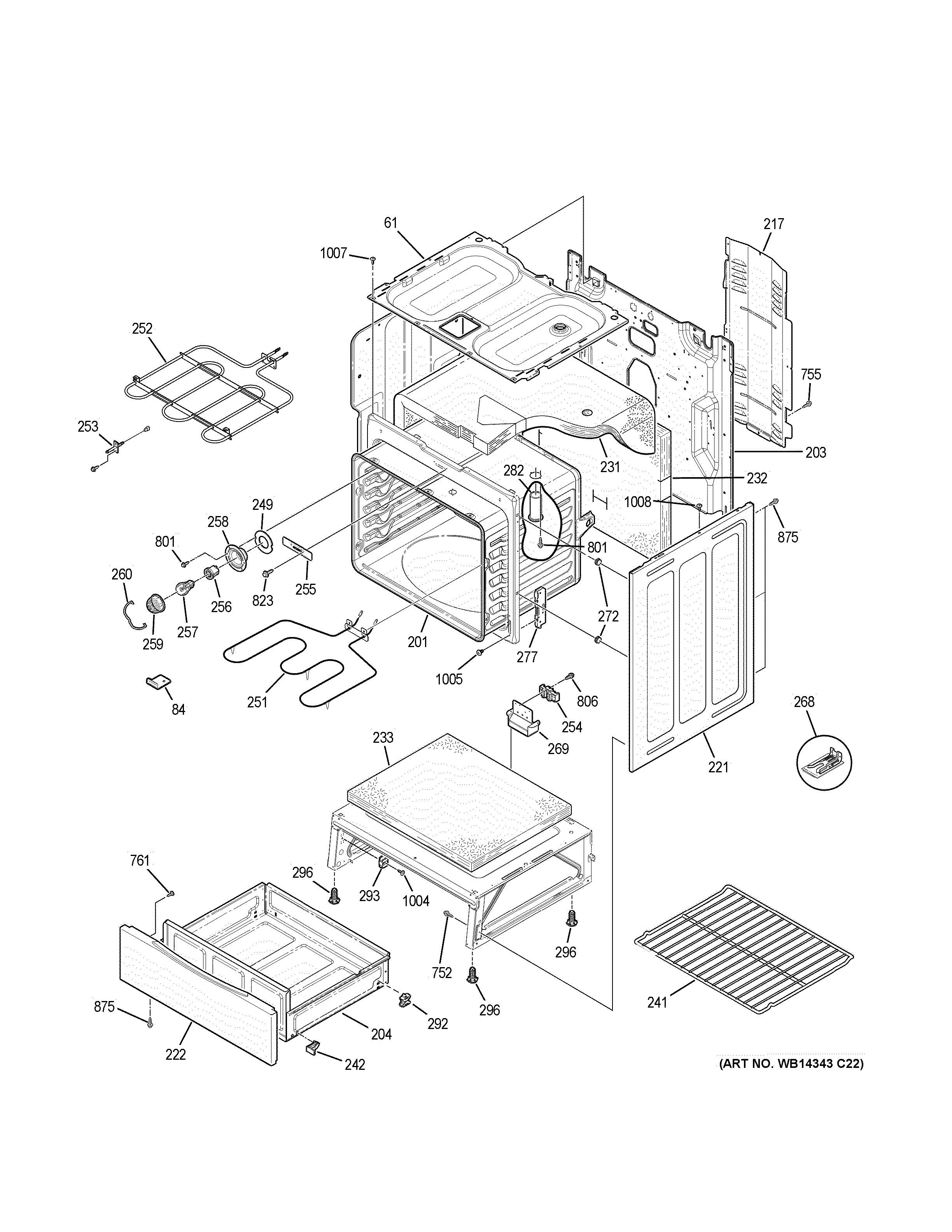 GE JB250DF7WW body parts diagram