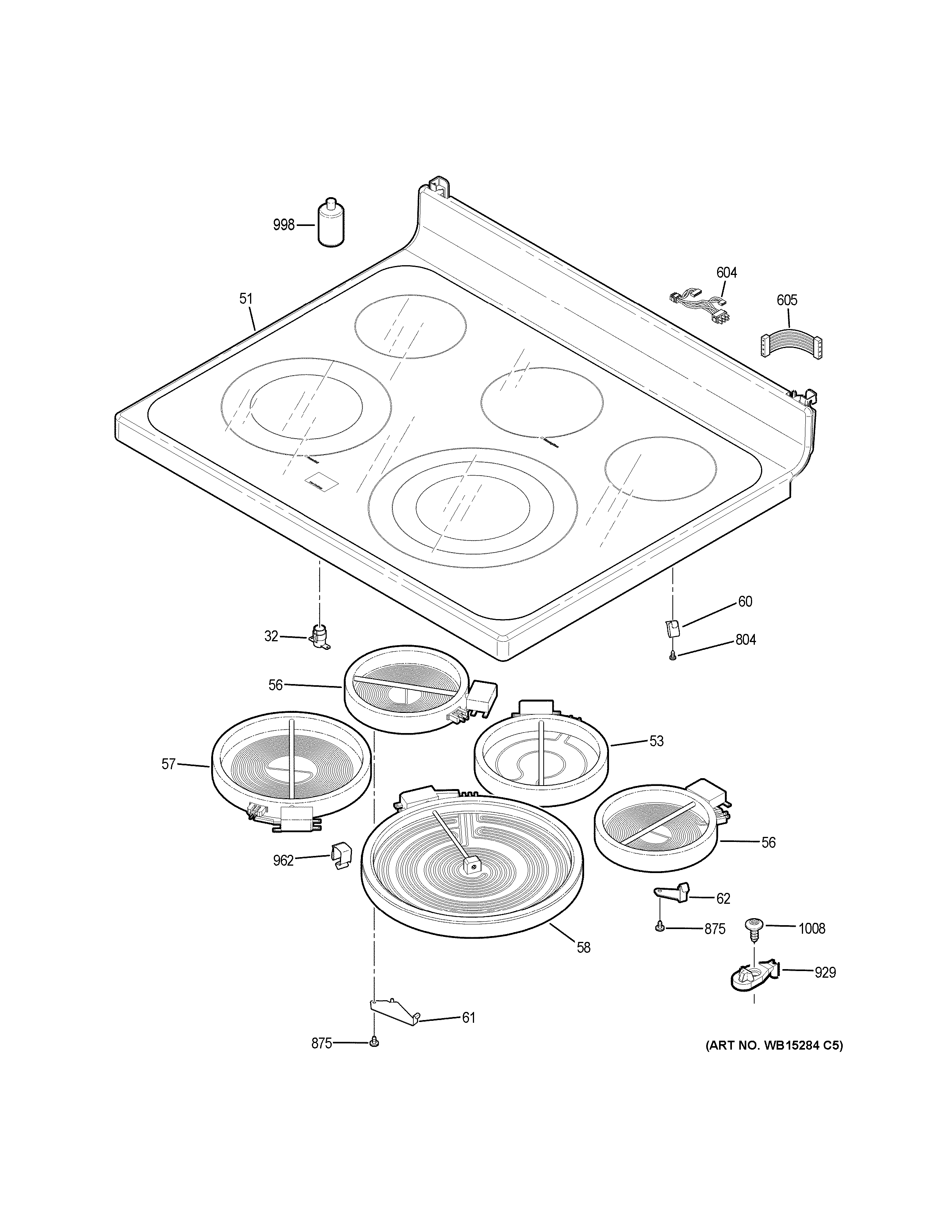 GE JB755EJ5ES cooktop diagram