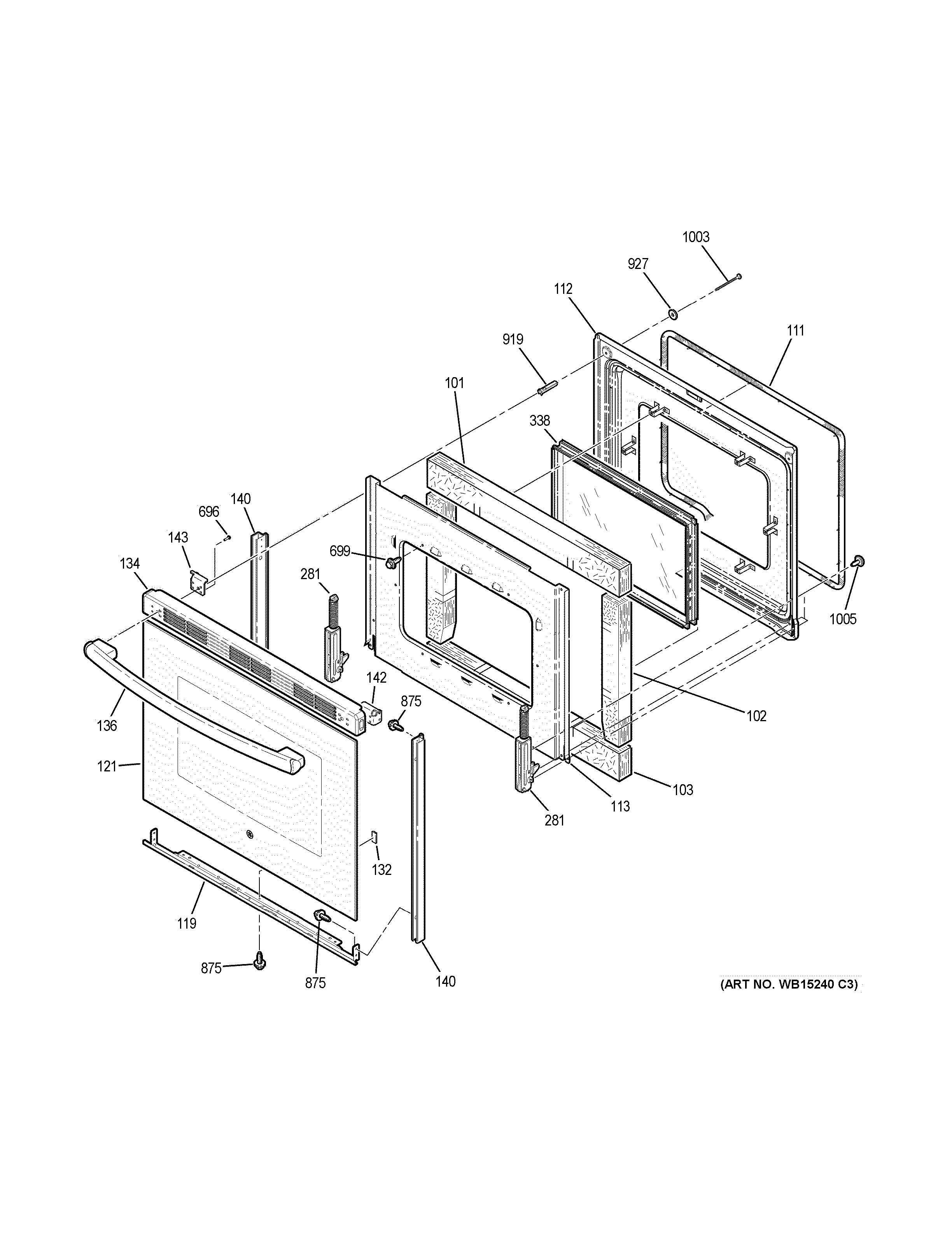 GE JB655DK3CC door diagram