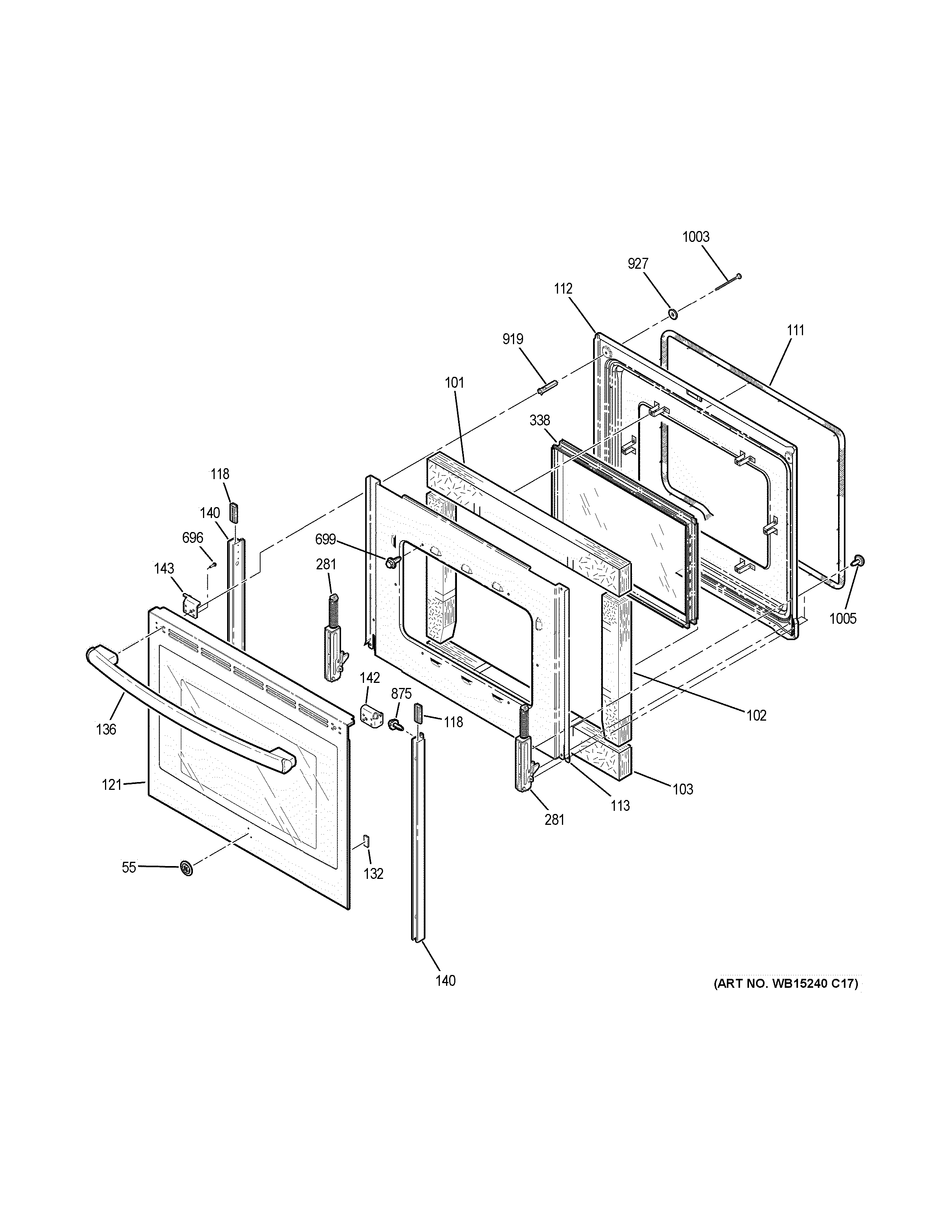 GE JB250GF7SA door diagram