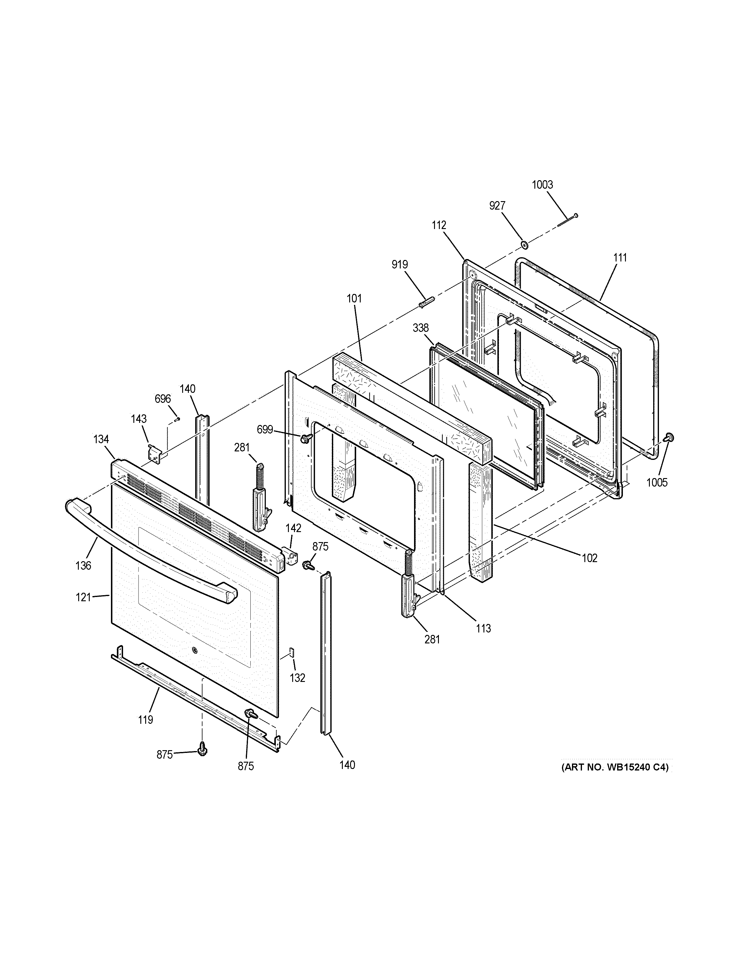GE JB250DF7CC door diagram